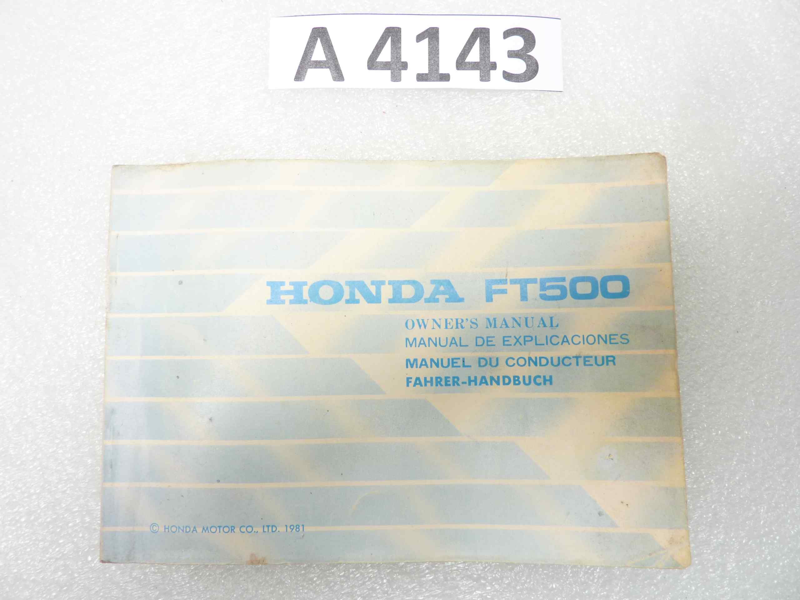Honda FT 500 manuale del proprietario inglese francese spagnolo tedesco ORIGINALE NO REPLICA