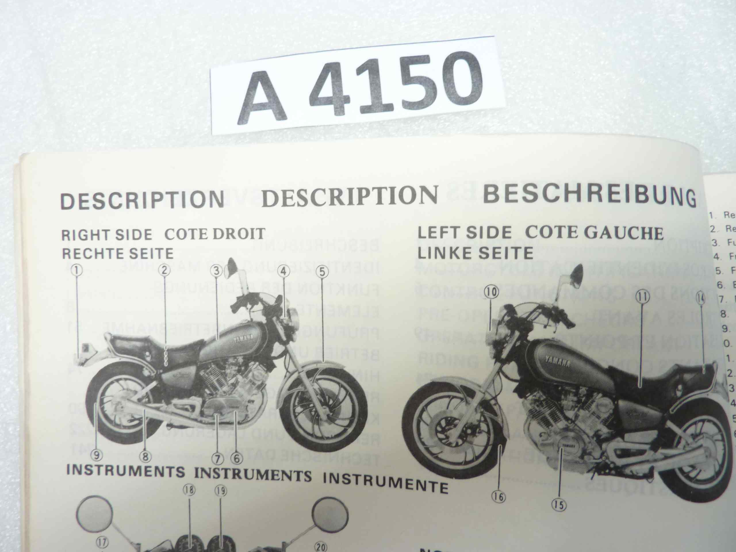 Yamaha XV 750 SE 81 manuale del proprietario inglese francese tedesco ORIGINALE NO REPLICA - immagine 3