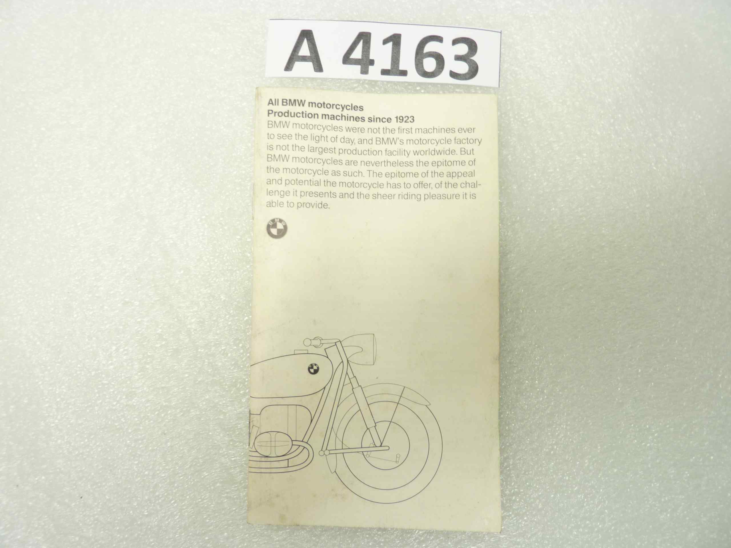 BMW libretto modelli dal 1923 al 1989 depliant ORIGINALE NO REPLICA