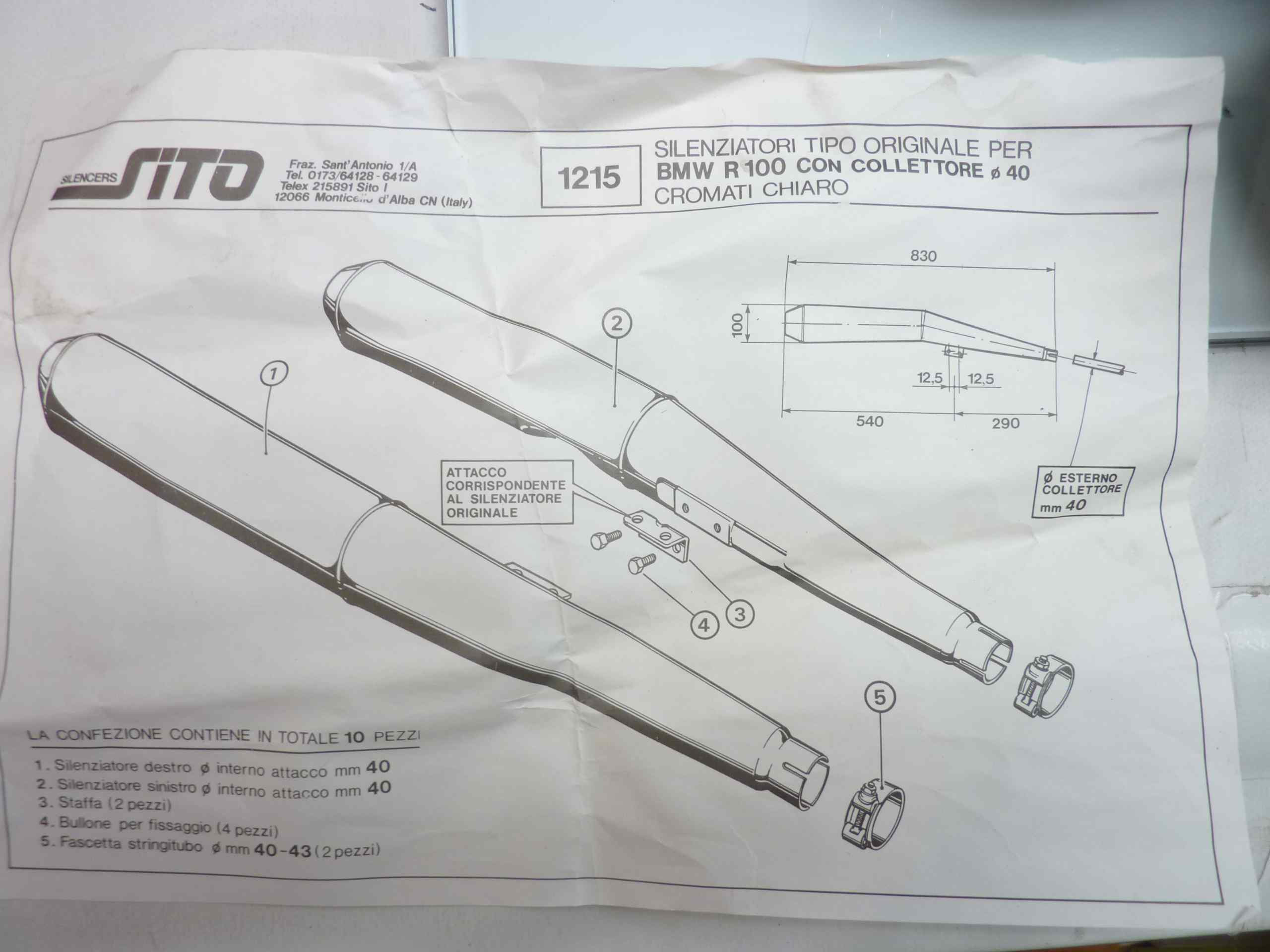 BMW R 100 marmitte terminali SITO 1215 nuovi fondi di magazzino diam imbocco 40 mm TPSI 1804 - immagine 4
