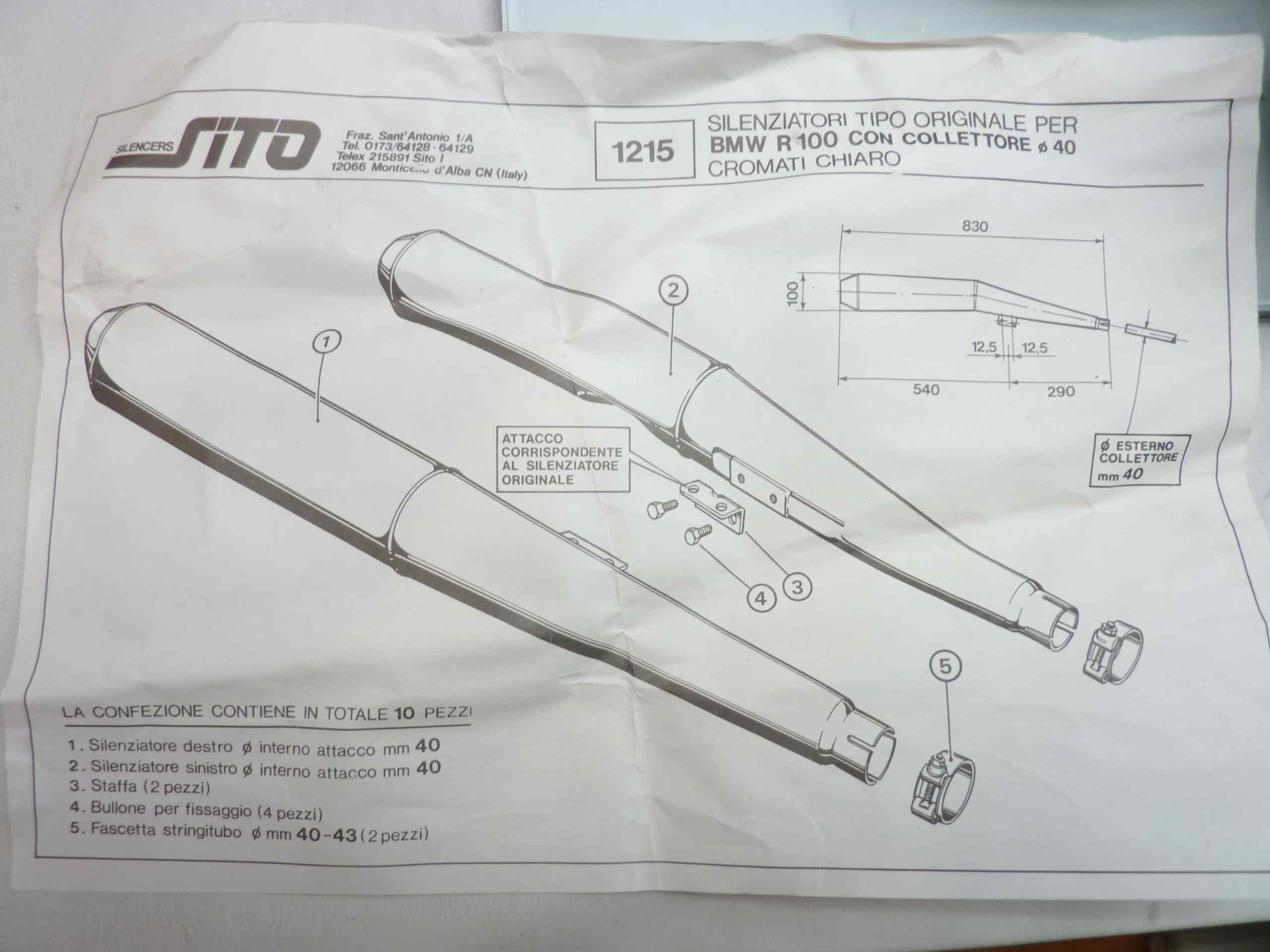 BMW R 100 marmitte terminali SITO 1215 nuovi fondi di magazzino diam imbocco 40 mm TPSI 1804 - immagine 7