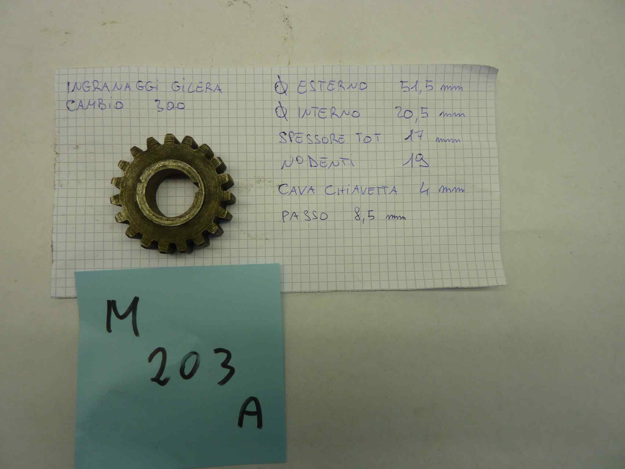 GILERA 300 PRIMA SERIE ingranaggio cambio sede chiavella