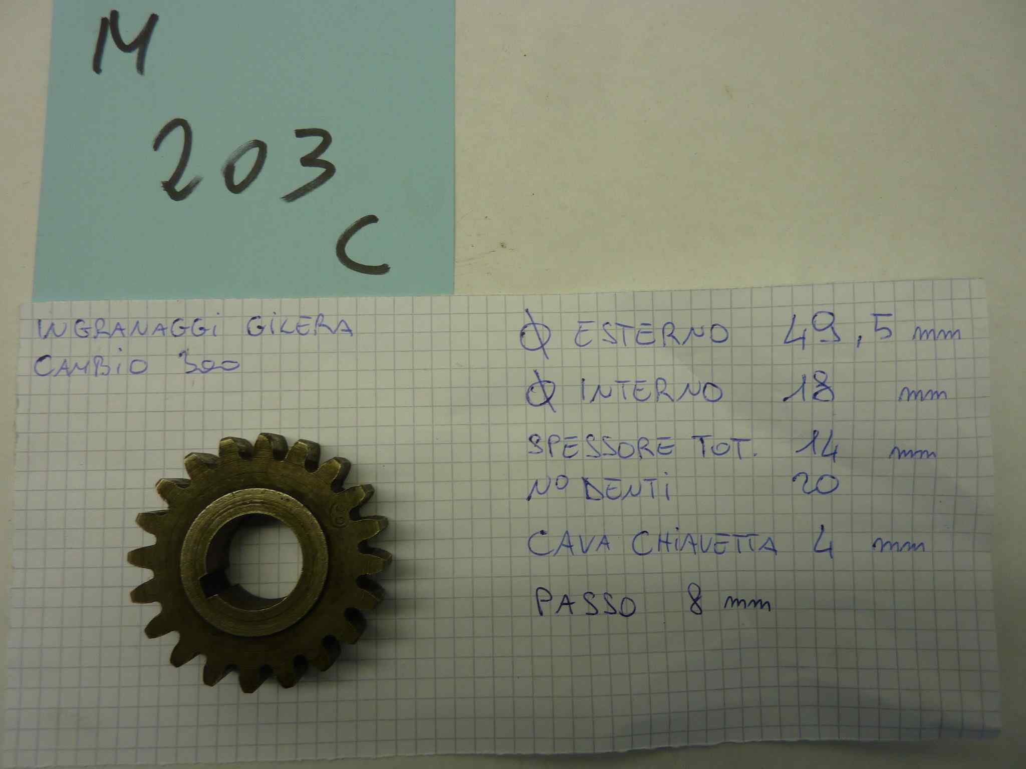 GILERA 300 PRIMA SERIE ingranaggio cambio sede chiavella