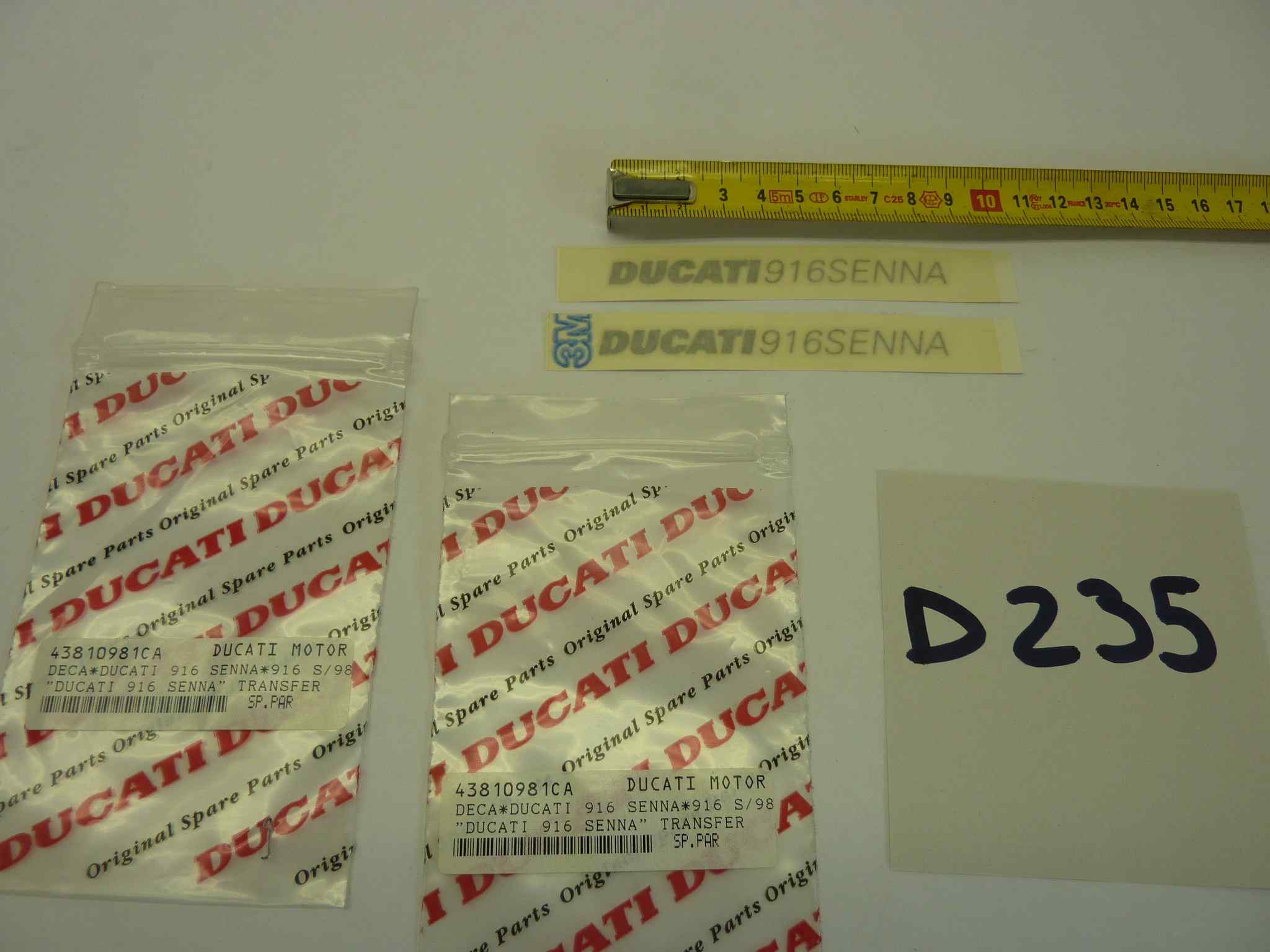 DUCATI 916 SENNA coppia adesivi originali cod Ducati 43810981CA