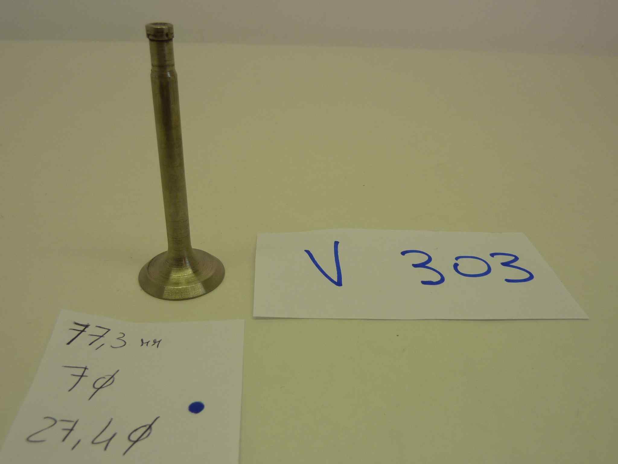 Valvola motore aspirazione o scarico moto epoca Altezza totale 77,3 mm - diam stelo 7 mm - diam testa 27,4 mm IVAM K