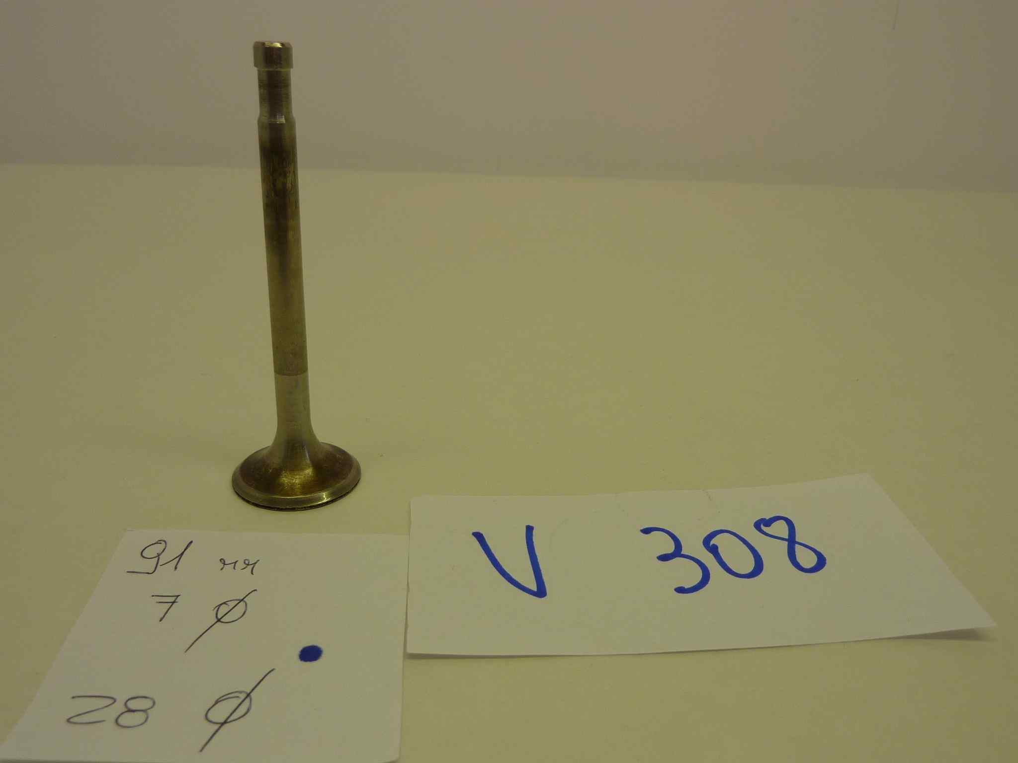 Valvola motore aspirazione o scarico moto epoca Altezza totale 91,0 mm - diam stelo 7 mm - diam testa 28,0 mm