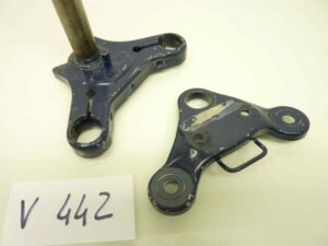 piastra sterzo moto ciclomotore epoca blu marca STAGNI interasse steli 142 diametro steli 27 diametro canotto 25 mm