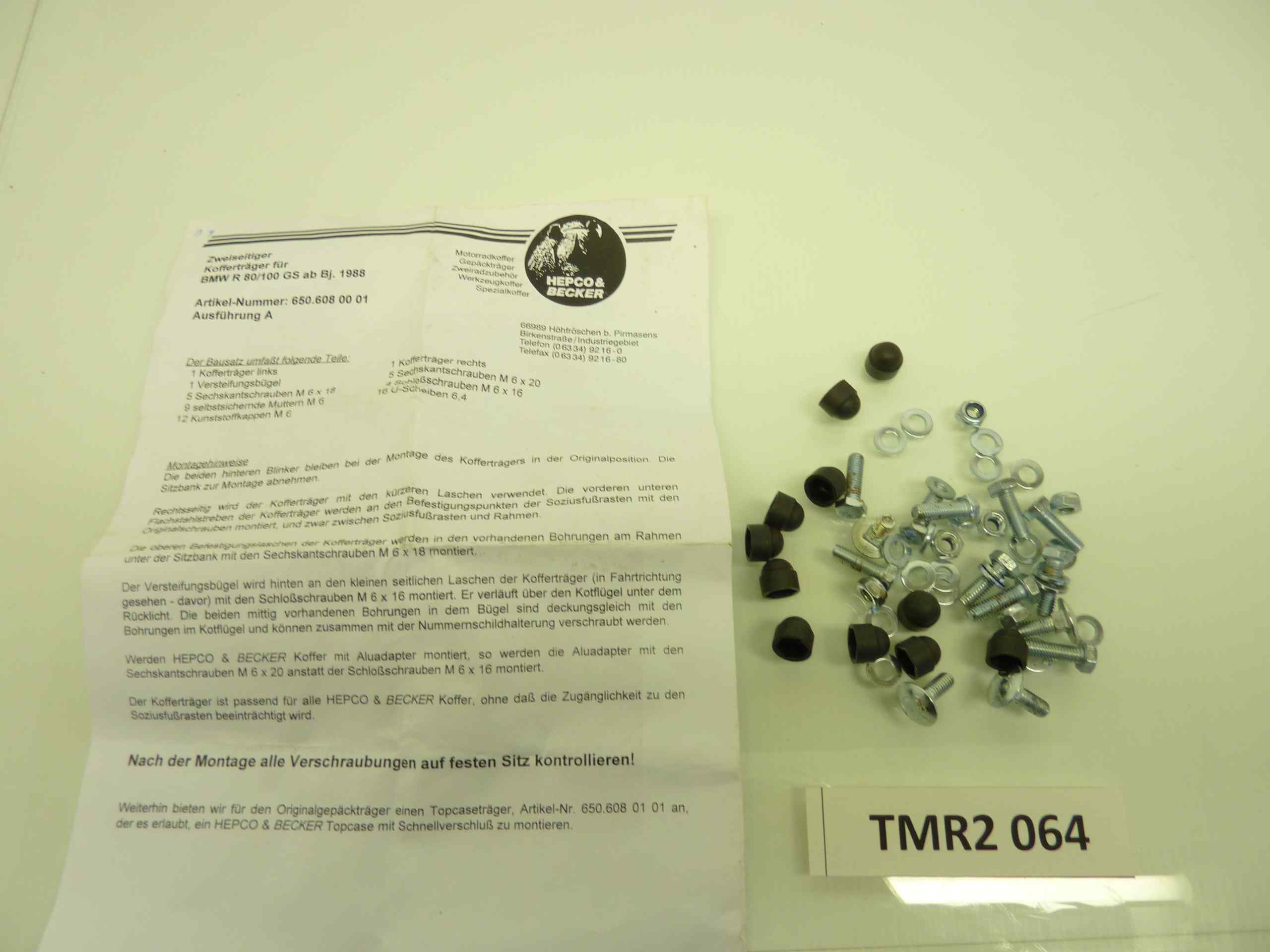 BMW R 65 80 100 GS kit viti fissaggio portaborse posteriore Hepco nuovo cod 650.608 00 01