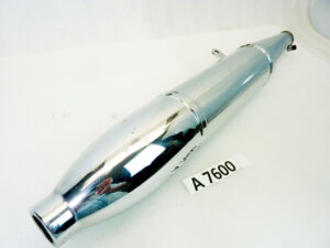 Marmitta Parilla Reactor B N 319510 varie moto epoca lungh tot 685 mm - distanza staffa imbocco 295 mm - diam imbocco 37 mm - diam centrale 83 mm - destra nuovo fondo di magazzino