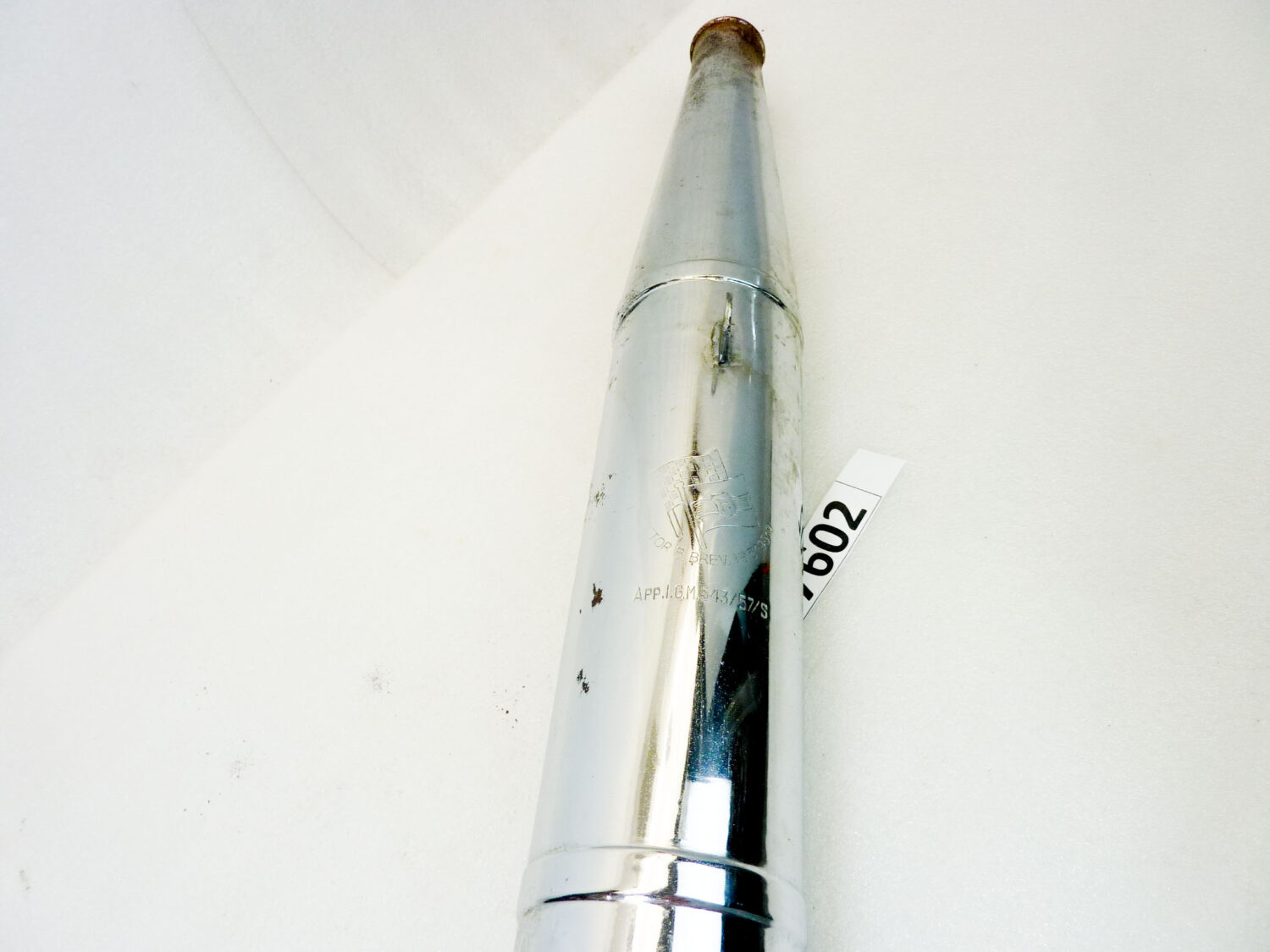 Marmitta Parilla Reactor B N 319510 IGM 543/57/S varie moto epoca lungh tot 670 mm - distanza staffa imbocco 300 mm - diam imbocco 39 mm - diam centrale 82 mm nuovo fondo di magazzino - immagine 8
