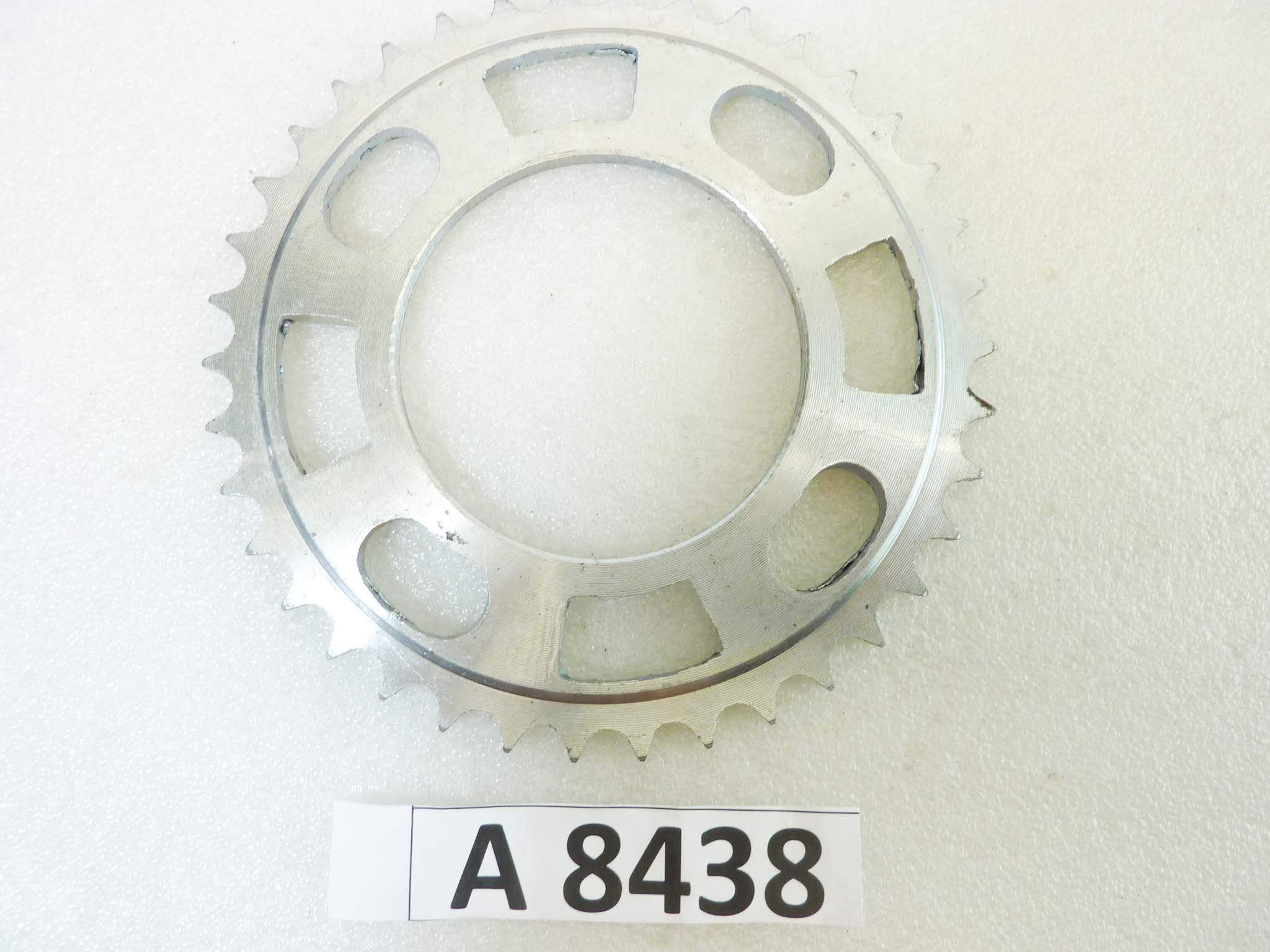 Corona 38 denti passo 415 diam foro centrale 80 mm diam est 158 mm moto epoca Guzzi Gilera Benelli Motobi MV Agusta Morini Malaguti Ducati Cagiva Aprilia vari modelli NUOVO fondo di magazzino vedi foto leggi descrizione - immagine 5