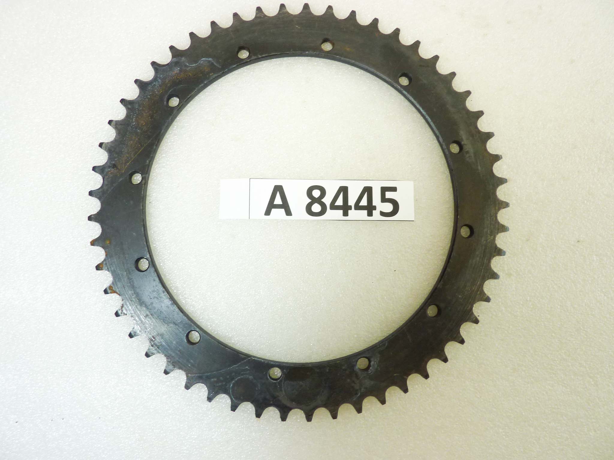 Corona 53 denti passo 415 diam foro centrale 162 mm diam est 220 mm interasse fori opposti 175 mm moto epoca Guzzi Gilera Benelli Motobi Mv Agusta Morini Malaguti Ducati Cagiva Aprilia vari modelli NUOVO fondo di magazzino vedi foto leggi descrizione - immagine 6