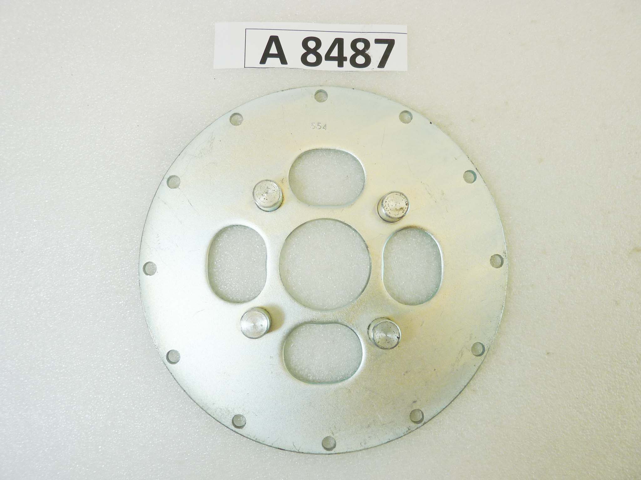 Piatto porta corona Guzzi e vari 554 diam foro centrale 46 mm diam est 186 mm int perni 90 mm moto epoca vari modelli NUOVO fondo di magazzino vedi foto leggi descrizione