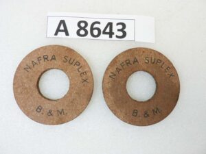 Dischi per ammortizzatori a compasso Guzzi e moto epoca varie Nafra Suplex diam est 75 mm diam int 30 mm spessore 4,6 mm nuovo fondo di magazzino