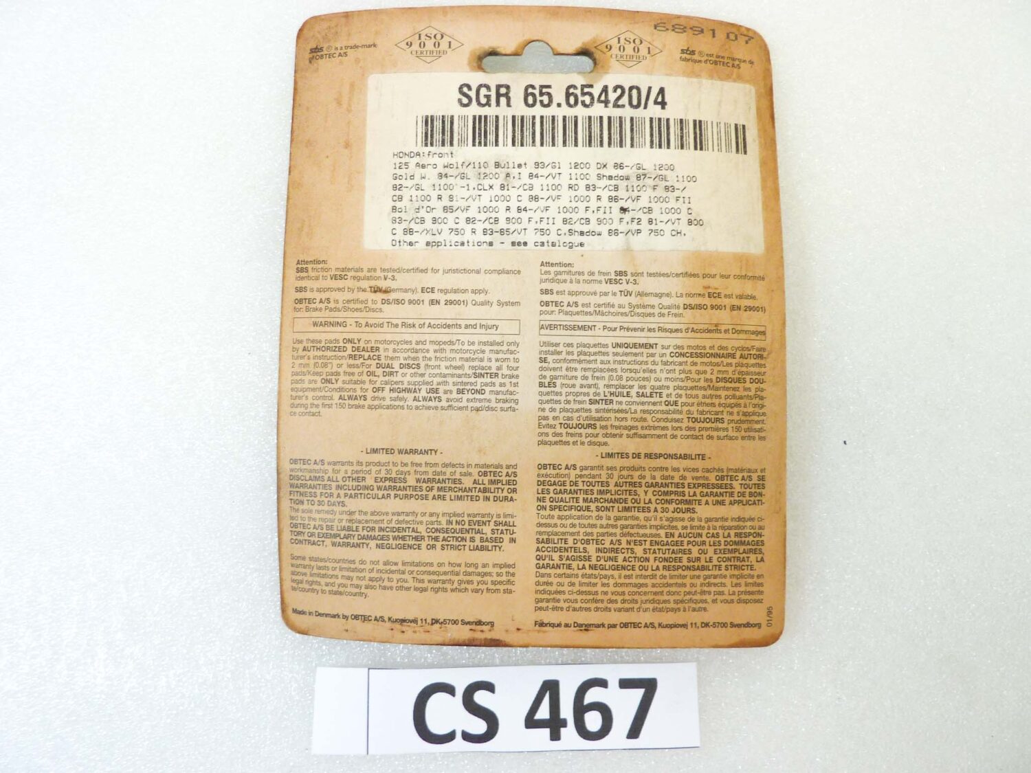 Pastiglie freno SBS 542HF FR SGR 65.65420/4 per HONDA CB N Euro 400 1982-1984
HONDA CB T 400 1981-1981
HONDA CB T Hawk (PC05) 450 1982-1982
HONDA CMX C Rebel (PC170/PC171/PC18) 450 1986-1988
HONDA CX C (PC01) 500 1982-1982
HONDA FT Ascot (PC07) 500 1982-0000
HONDA GL Silver Wing (PC02) 500 1982-1982
HONDA VF C V30 Magna (PC13) 500 1984-1985
HONDA VF F Interceptor (PC12) 500 1984-1986
HONDA VT C Shadow (PC08) 500 1983-1986
HONDA VT E (PC11) 500 1983-1988
HONDA XL RM/LM (PD04) 600 1985-1987
HONDA XL V Transalp 600 1987-1990 45105MM9781
HONDA CB SC Nighthawk 650 1983-1985
HONDA CX 650 T Turbo 650 1983-1983
HONDA CB C Custom 750 1981-1982
HONDA CB F Super Sport 750 1981-1981
HONDA CB F Super Sport 750 1982-1982
HONDA CB F2 Super Sport 750 1982-1982
HONDA CBX F (RC17) 750 1984-1986
HONDA VF C (RC28) 750 1987-1988
HONDA VF C Shadow / Magna (RC09) 750 1988-1993
HONDA VF F Interceptor (RC15) 750 1983-1984
HONDA VF S (RC07) 750 1982-1985
HONDA VT C Shadow (RC29) 750 1987-1989
HONDA XLV RD (RD01) 750 1983-1984
HONDA CB C Custom (SC04) 900 1980-1982
HONDA CB C Custom 1000 1983-1983
HONDA VF R Interceptor (SC16) 1000 1984-1984
HONDA CB R (SC05) 1100 1981-1981
HONDA CB R (SC08) 1100 1982-1983
HONDA GL Gold Wing (SC02) 1100 1981-1982
HONDA VT C Shadow (SC18/SC23) 1100 1985-1993
HONDA GL Gold Wing (SC14) 1200 1984-1987 vedi foto per compatibilità esatta NUOVO fondo di magazzino - immagine 5