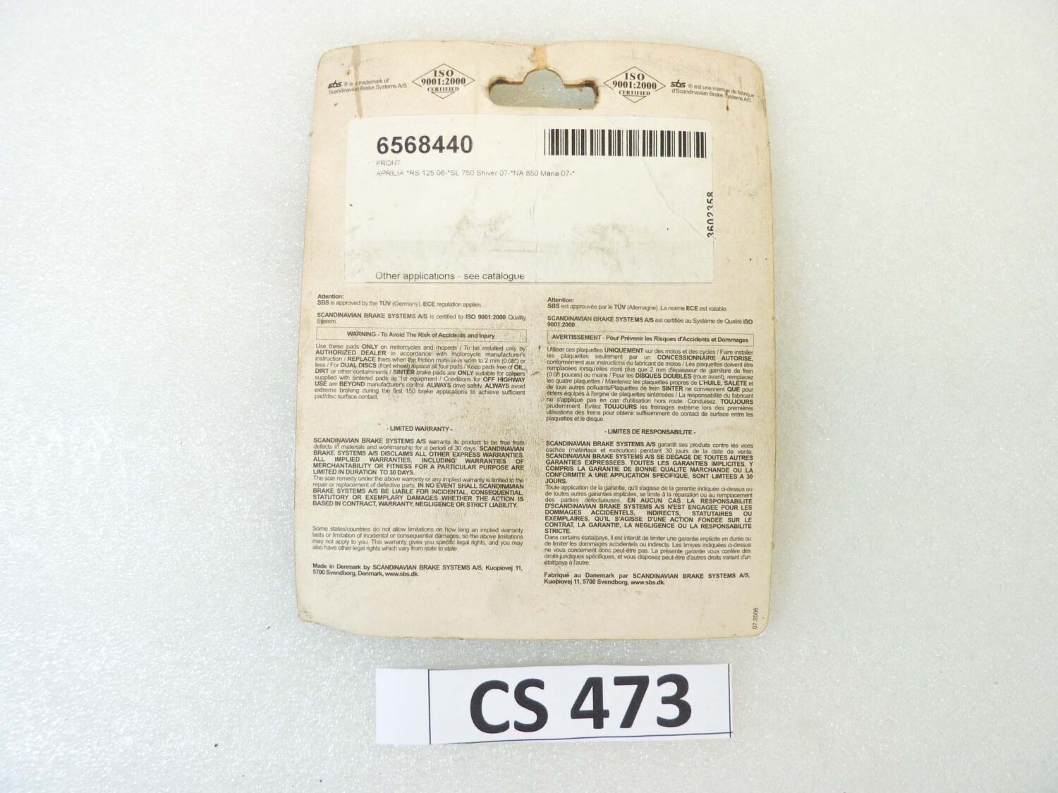 Pastiglie freno SBS 844HF 6568440 per APRILIA
Freno Anteriore:
RS 125, RS Extrema, RS Pista (2006-2013)
NA 850 Mana / Mana GT (dal 2007)
Dorsoduro 750 (2009-2016)
Shiver 750 (dal 2007)
YAMAHA
Freno Anteriore:
YZF-R 125 (2014-2015)
MT-125 (2014-2020)
YZF-R3 (dal 2015) vedi foto per compatibilità esatta NUOVO fondo di magazzino - immagine 4
