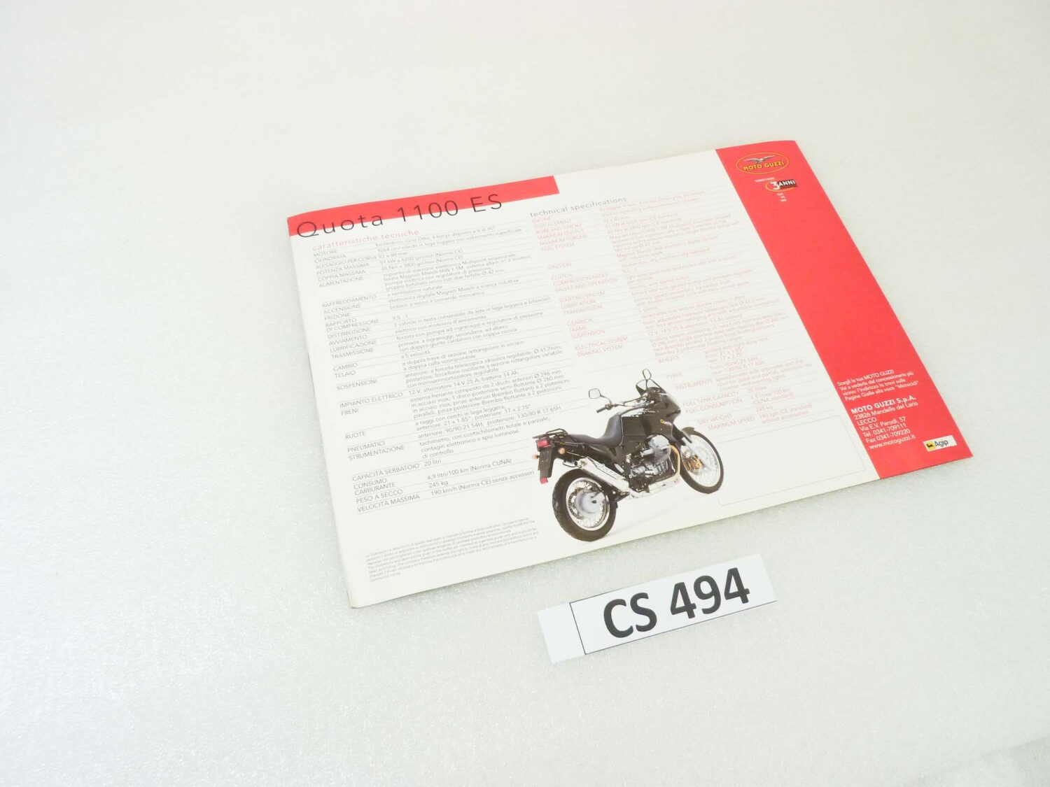 Depliant Brochure Guzzi Quota 1100 ES dim 30 x 21 cm materiale commerciale NUOVO fondo di magazzino - immagine 3