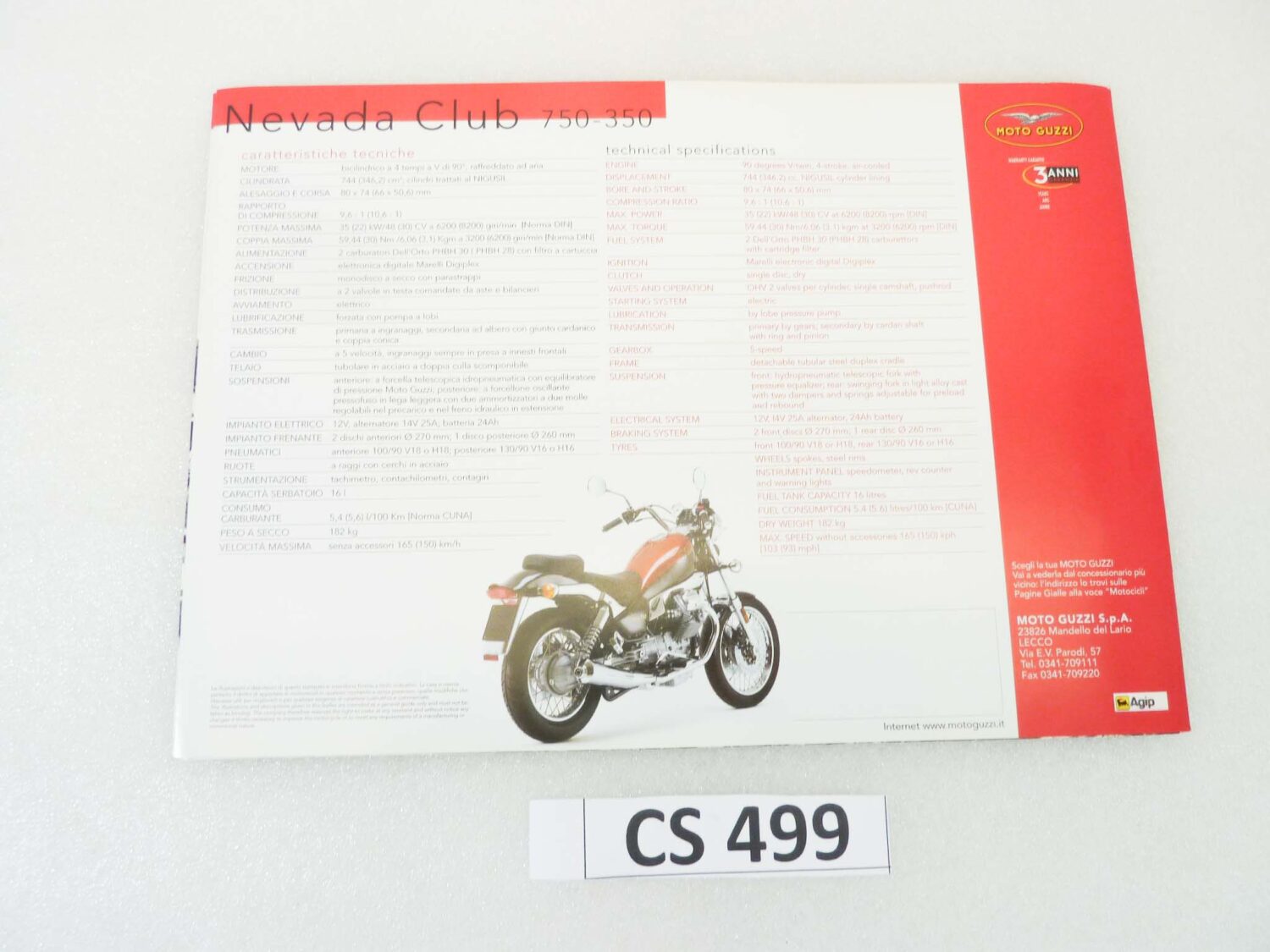 Depliant Brochure Guzzi Nevada Club 750 350 dim 30 x 21 cm materiale commerciale NUOVO fondo di magazzino - immagine 5