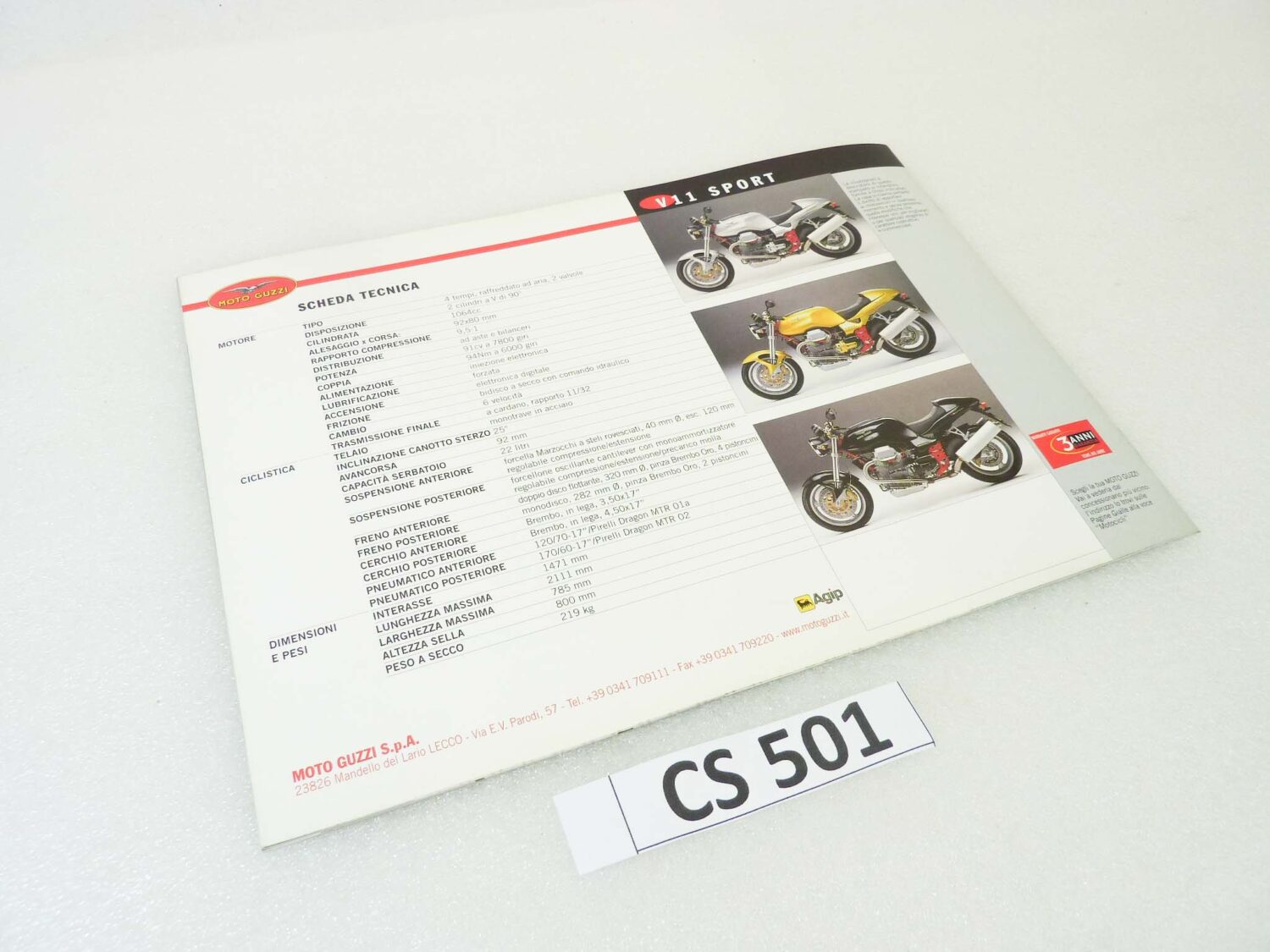 Depliant Brochure Guzzi V11 Sport dim 30 x 21 cm materiale commerciale NUOVO fondo di magazzino - immagine 7