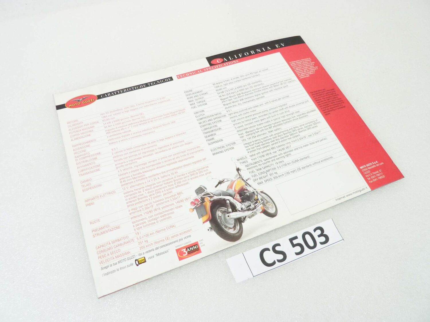 Depliant Brochure Guzzi California EV dim 30 x 21 cm materiale commerciale NUOVO fondo di magazzino - immagine 6