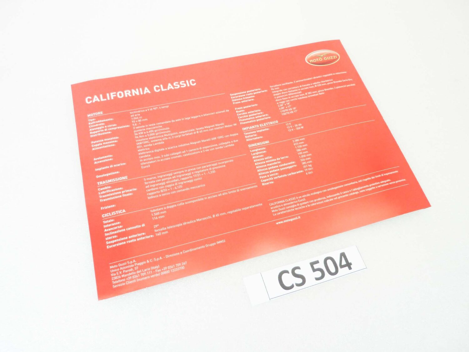 Depliant Brochure Guzzi California Classic dim 30 x 21 cm materiale commerciale NUOVO fondo di magazzino - immagine 4