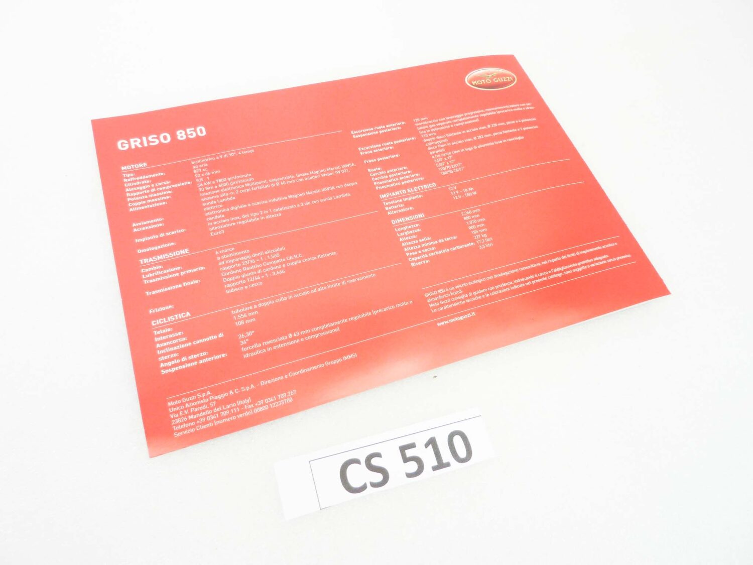 Depliant Brochure Guzzi Griso 850 dim 30 x 21 cm materiale commerciale NUOVO fondo di magazzino - immagine 4