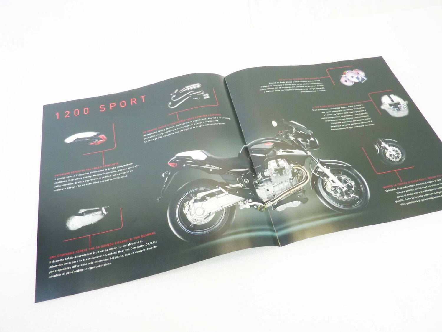 Depliant Brochure Guzzi 1200 Sport dim 30 x 30 cm materiale commerciale NUOVO fondo di magazzino - immagine 3