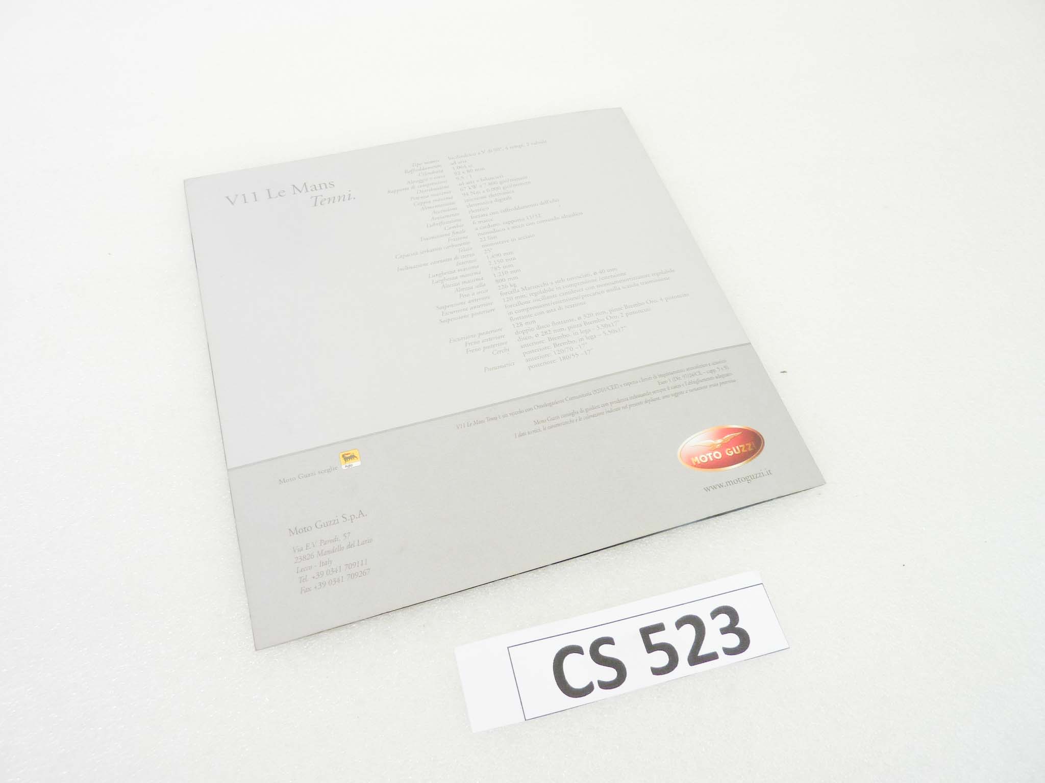 Depliant Brochure Guzzi V11 Le Mans Tenni dim 20 x 20 cm materiale commerciale NUOVO fondo di magazzino - immagine 5