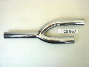 Collettore scarico doppio sdoppiamento marmitta moto epoca diam 38 mm lungh 375 mm largh tot 120 mm Guzzi Gilera Morini Benelli MV Agusta