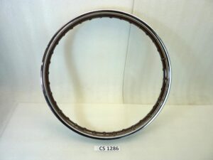 Cerchio moto epoca 19 x 1,6 36 fori marrone profili oro canale esterno 59,7 mm interno 41,6 mm ruota