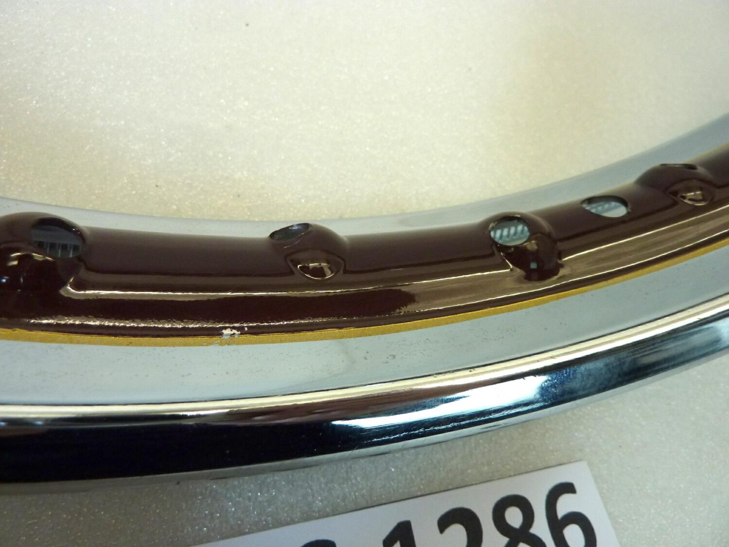 Cerchio moto epoca 19 x 1,6 36 fori marrone profili oro canale esterno 59,7 mm interno 41,6 mm ruota - immagine 3
