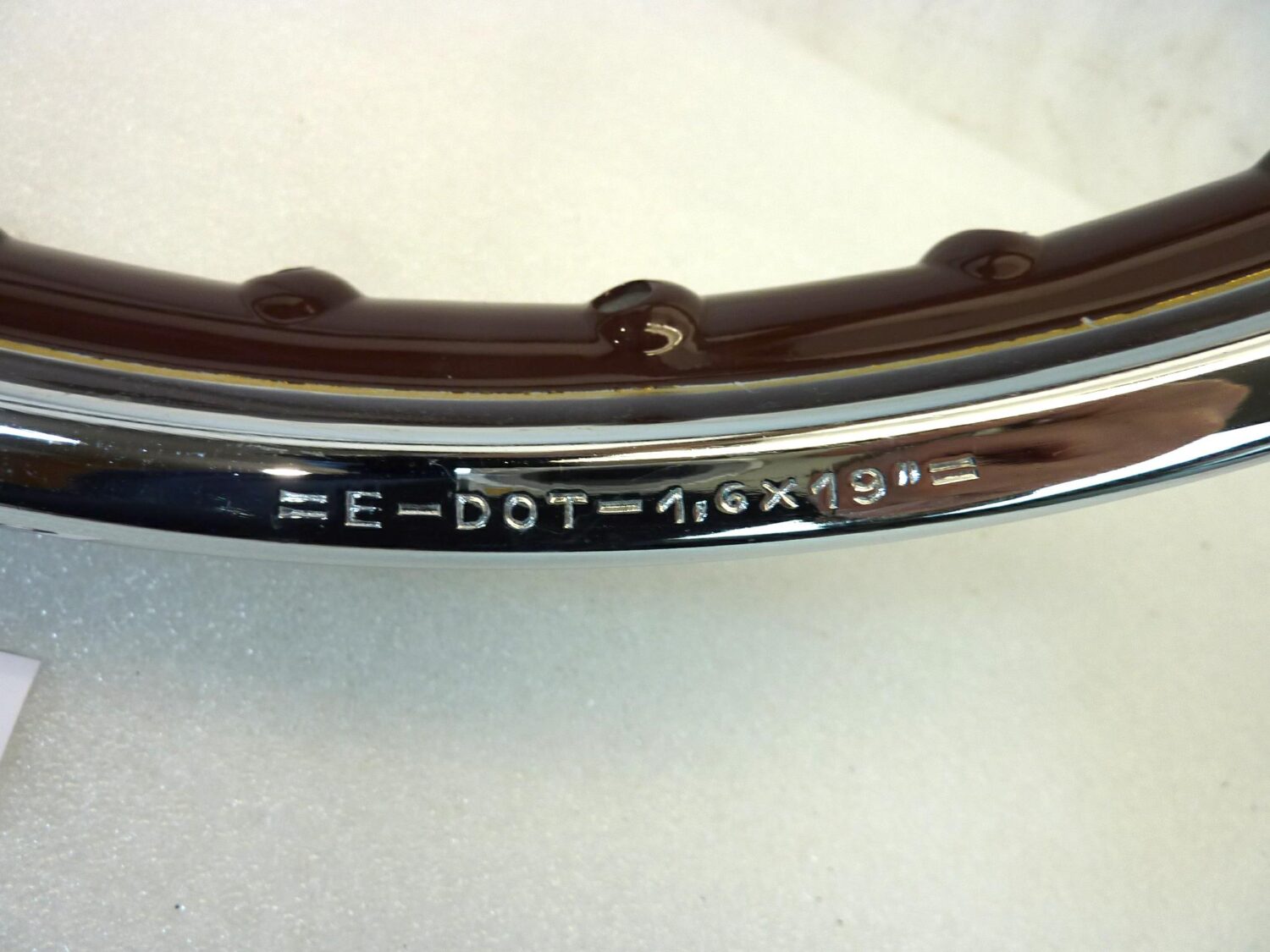 Cerchio moto epoca 19 x 1,6 36 fori marrone profili oro canale esterno 59,7 mm interno 41,6 mm ruota - immagine 9