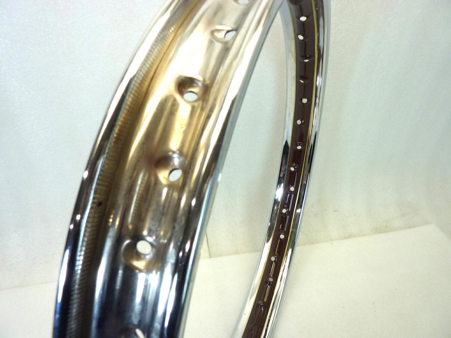 Cerchio moto epoca 19 x 1,6 36 fori marrone profili oro canale esterno 59,7 mm interno 41,6 mm ruota - immagine 11
