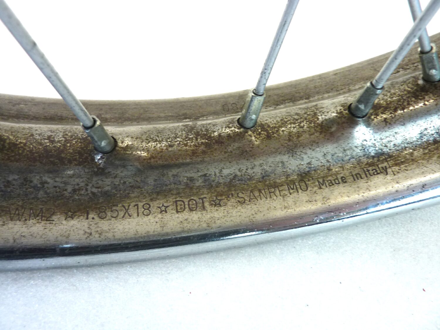 Cerchio anteriore GUZZI TS BENELLI 2C 125 250 Sanremo E WM2 1,85 x 18 cod benelli 39610301 39617800 ruota - immagine 11