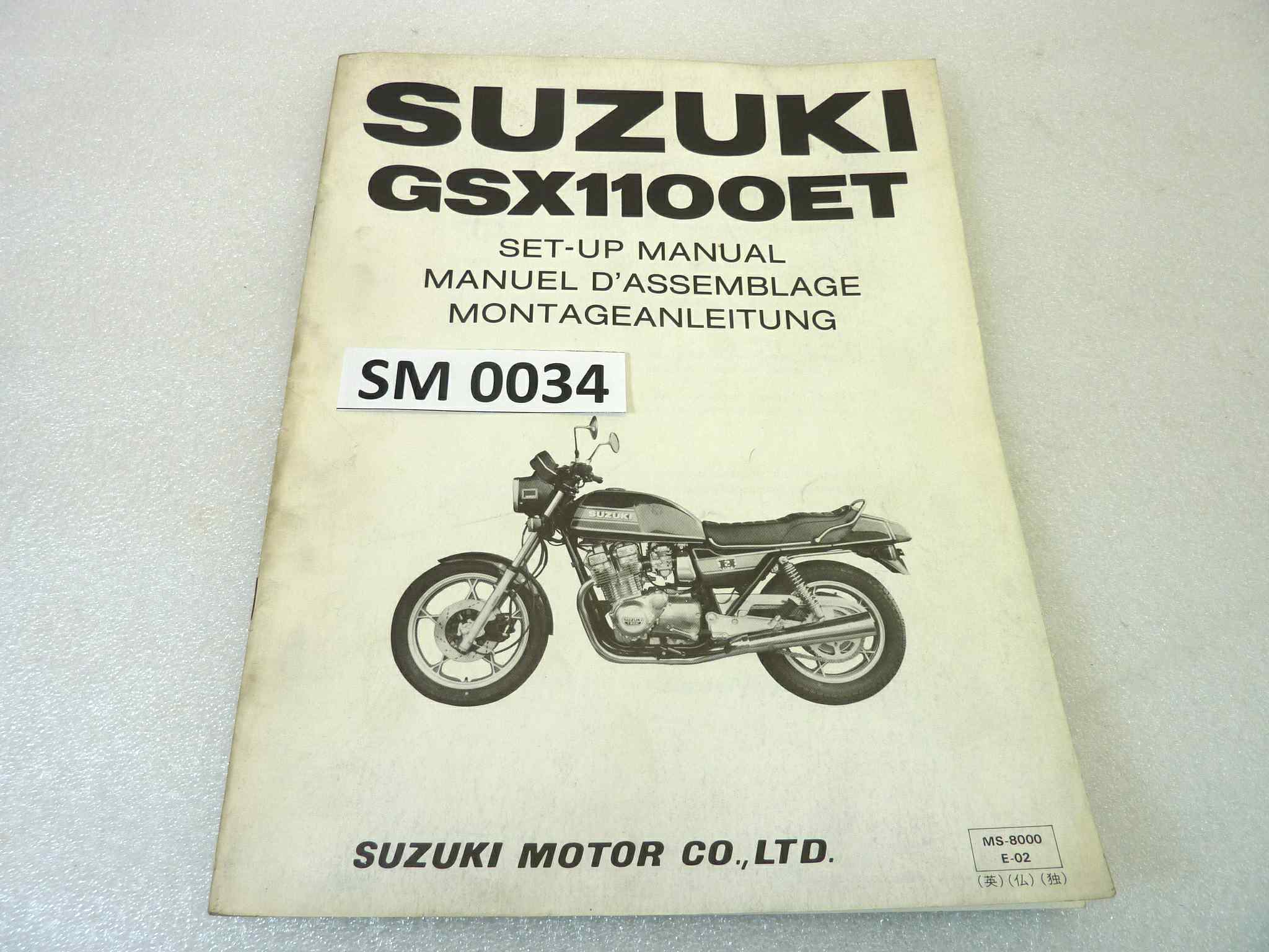 Manuale officina Suzuki GSX1100 ET Shop Manual ORIGINALE eng fra ger - Motorcycle service Manual WORKSHOP riparazione dim 28 x 21,5 cm
