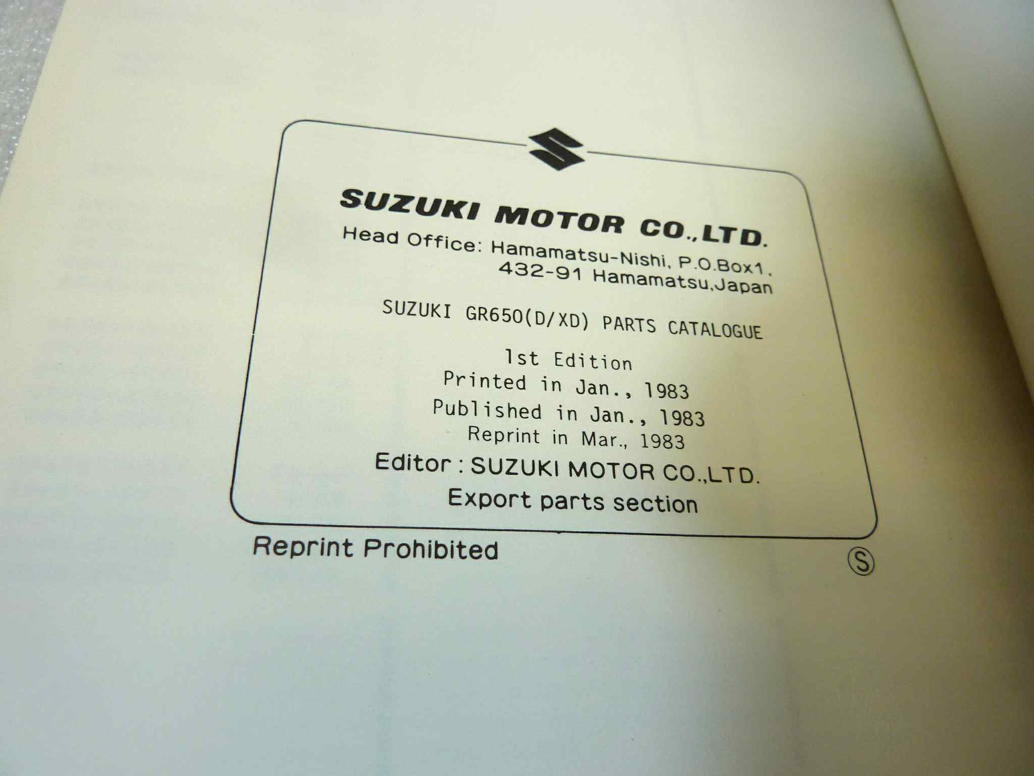 Catalogo parti ricambio Suzuki GR650 D XD ricambi ORIGINALE eng Parts Catalog dim 13 x 18,4 cm - immagine 5