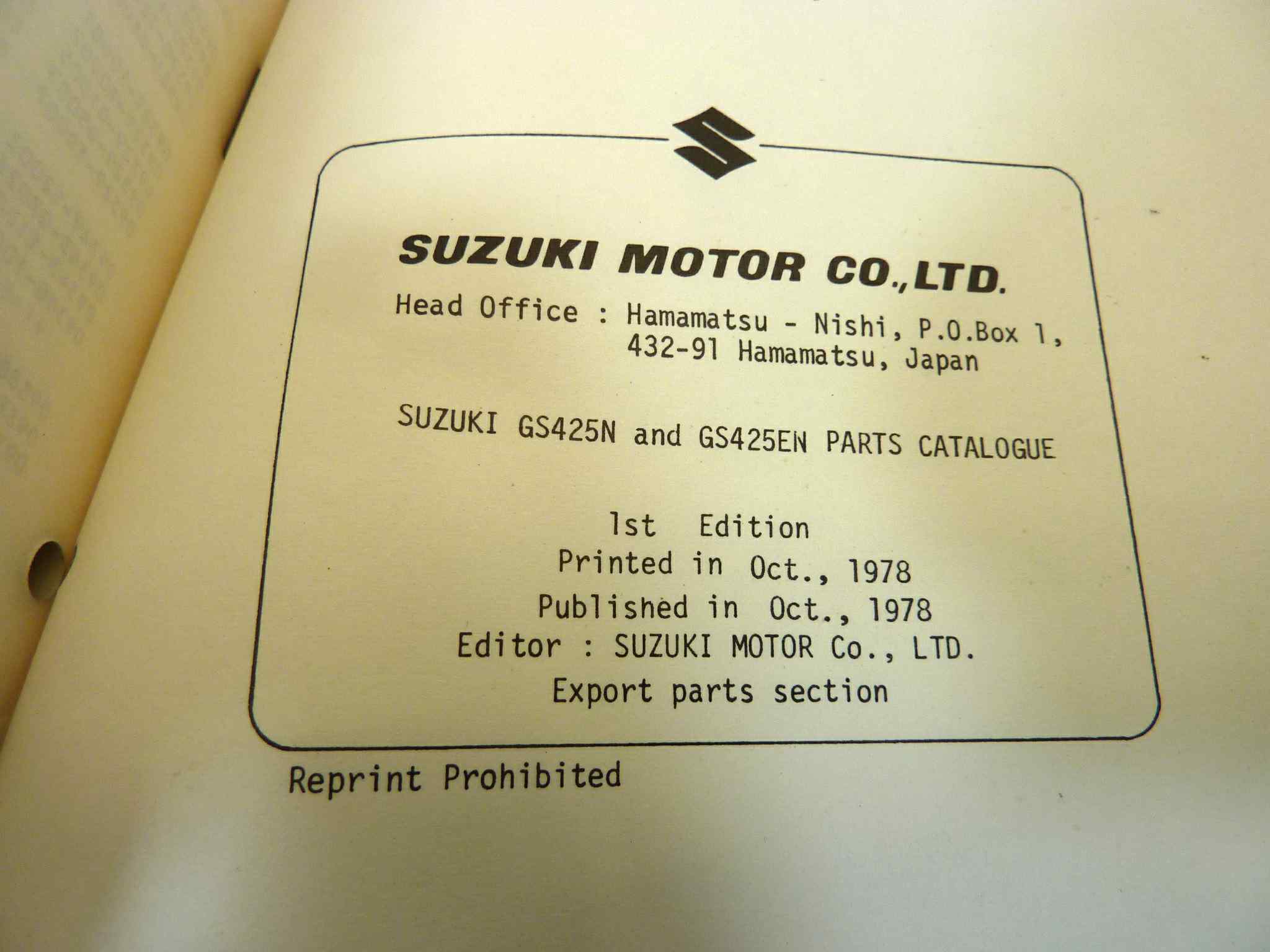 Catalogo parti ricambio Suzuki GS425N EN ricambi ORIGINALE eng Parts Catalog dim 13 x 18,4 cm - immagine 5