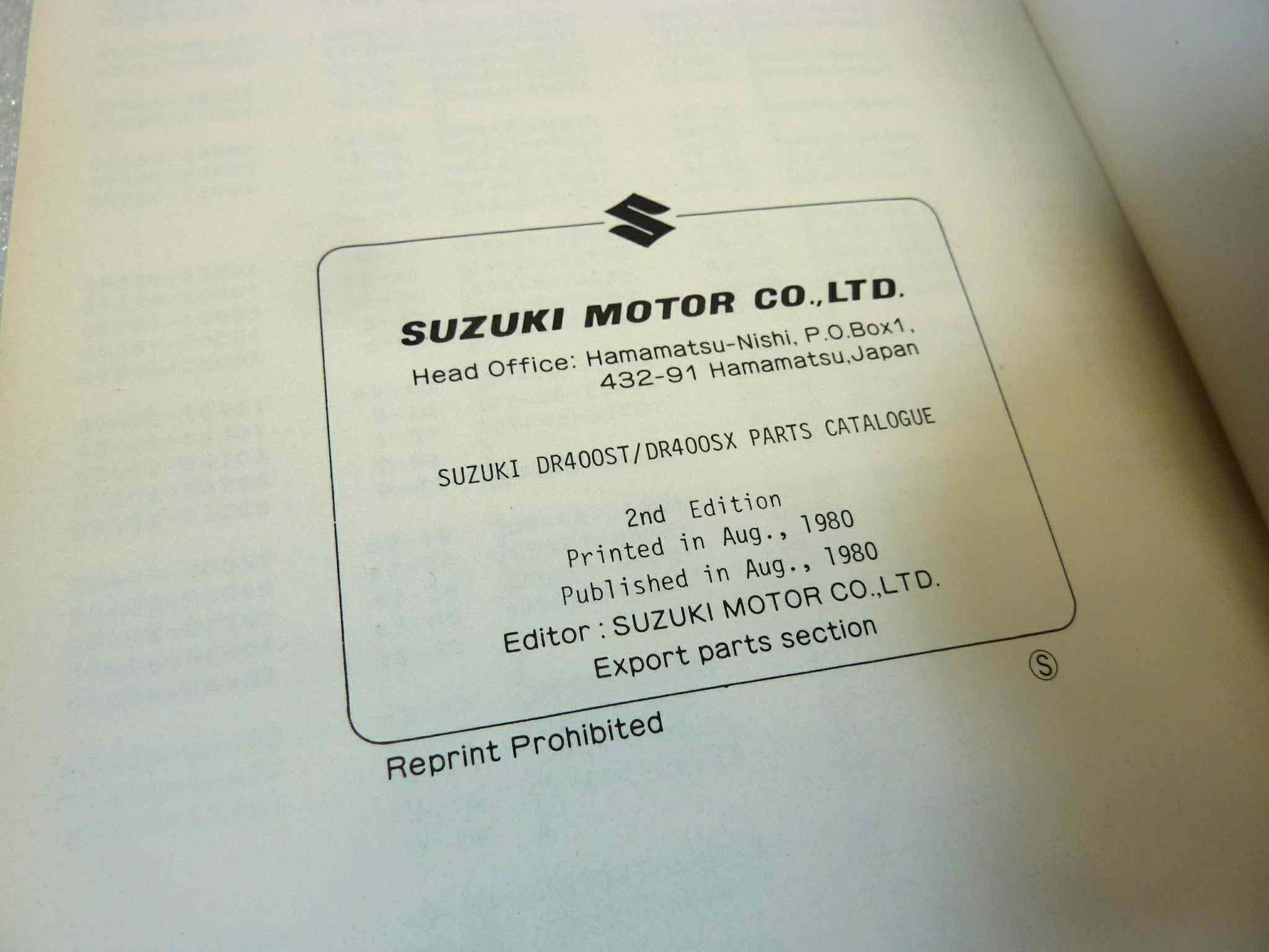 Catalogo parti ricambio Suzuki DR400ST SX ricambi ORIGINALE eng Parts Catalog dim 13 x 18,4 cm - immagine 5