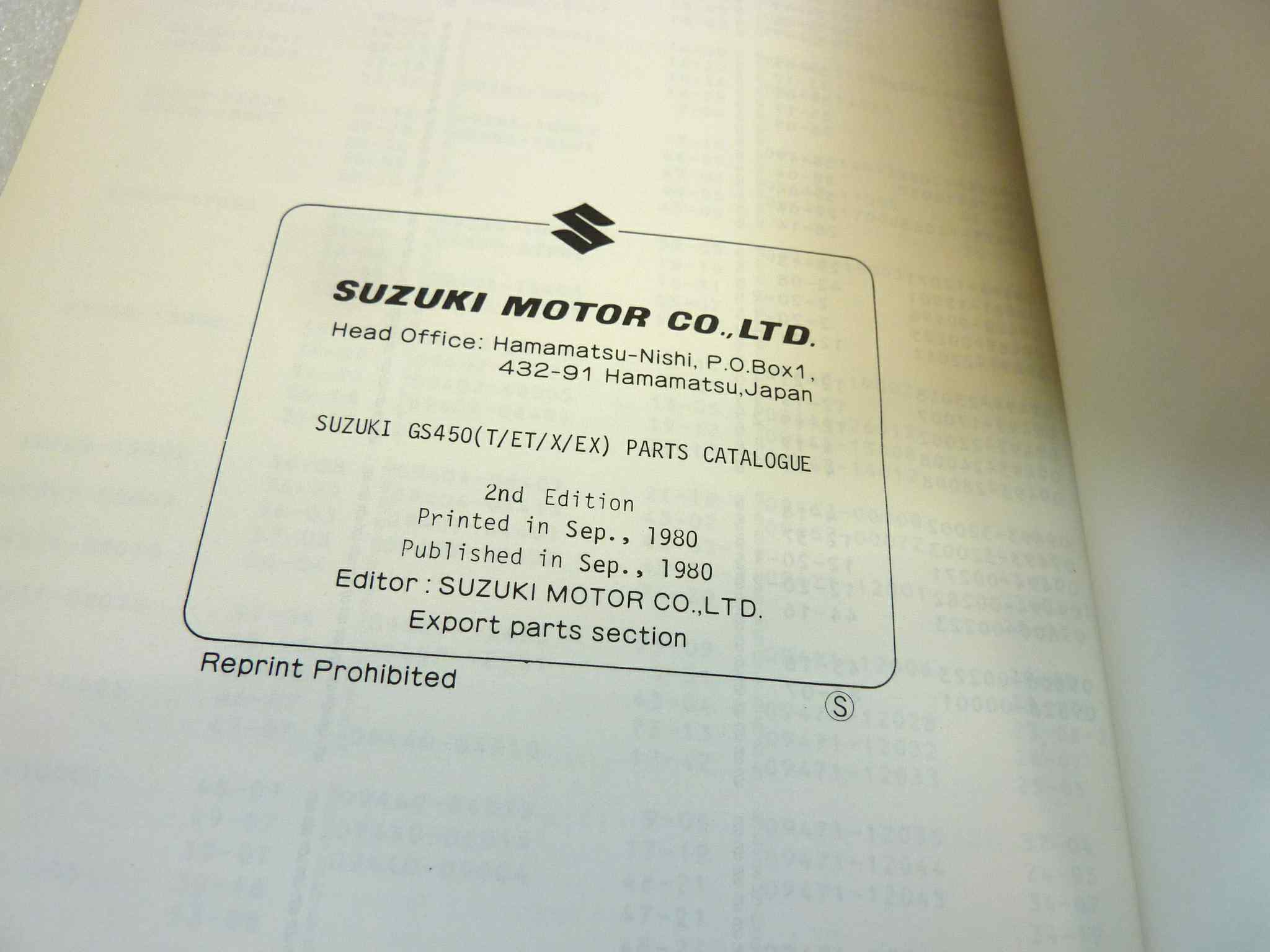 Catalogo parti ricambio Suzuki GS450T ET X EX ricambi ORIGINALE eng Parts Catalog dim 13 x 18,4 cm - immagine 5