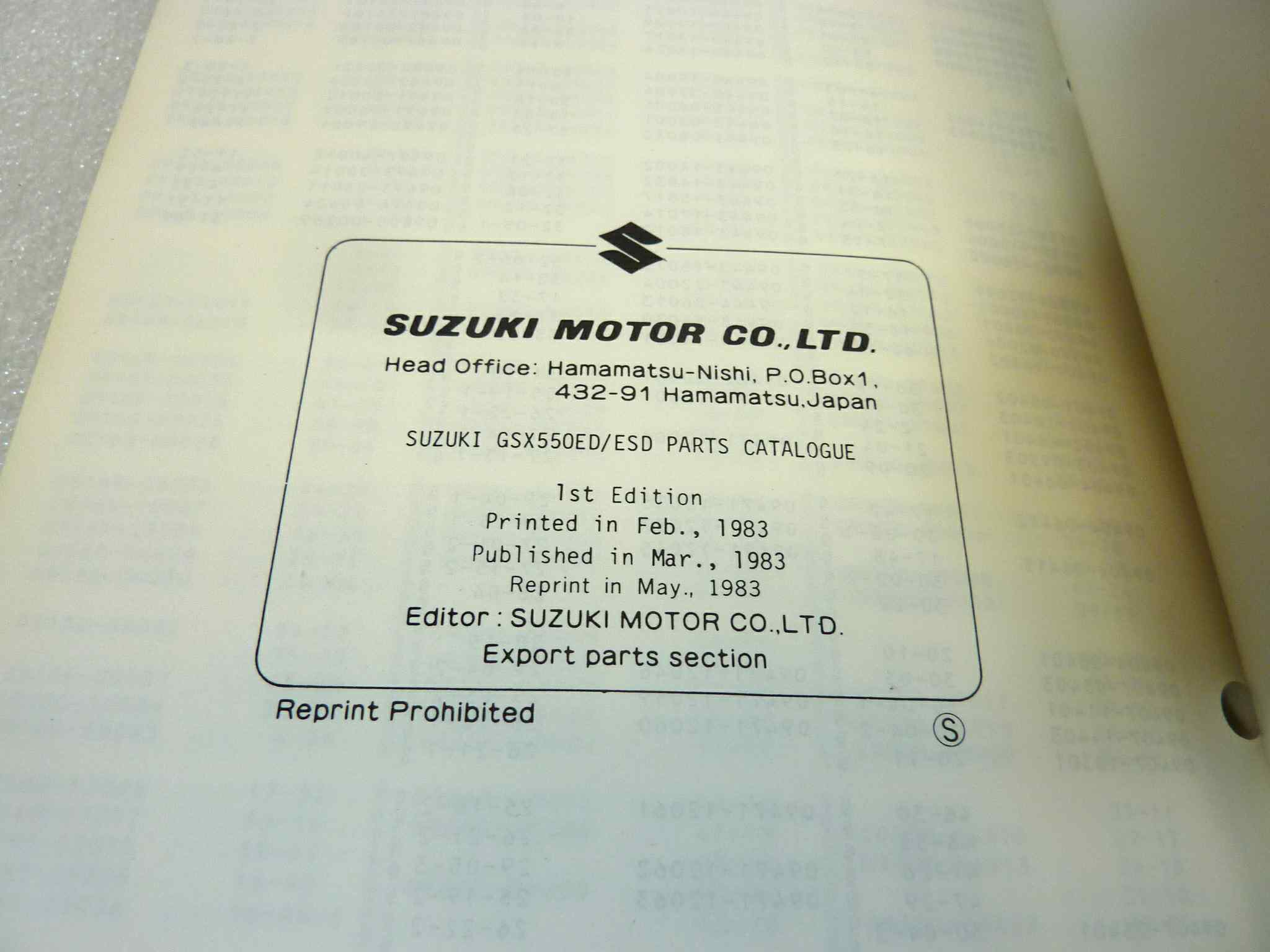 Catalogo parti ricambio Suzuki GSX550E ED ESD ricambi ORIGINALE eng Parts Catalog dim 13 x 18,4 cm - immagine 5
