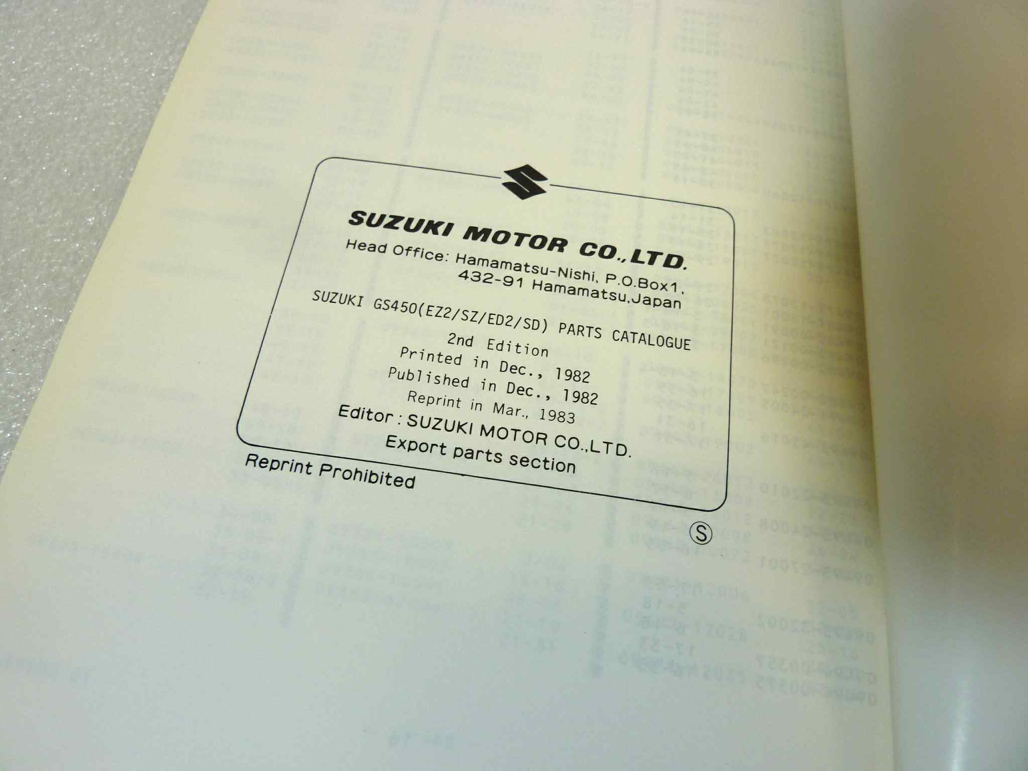 Catalogo parti ricambio Suzuki GS450ED2 SZ SD ricambi ORIGINALE eng Parts Catalog dim 13 x 18,4 cm - immagine 5