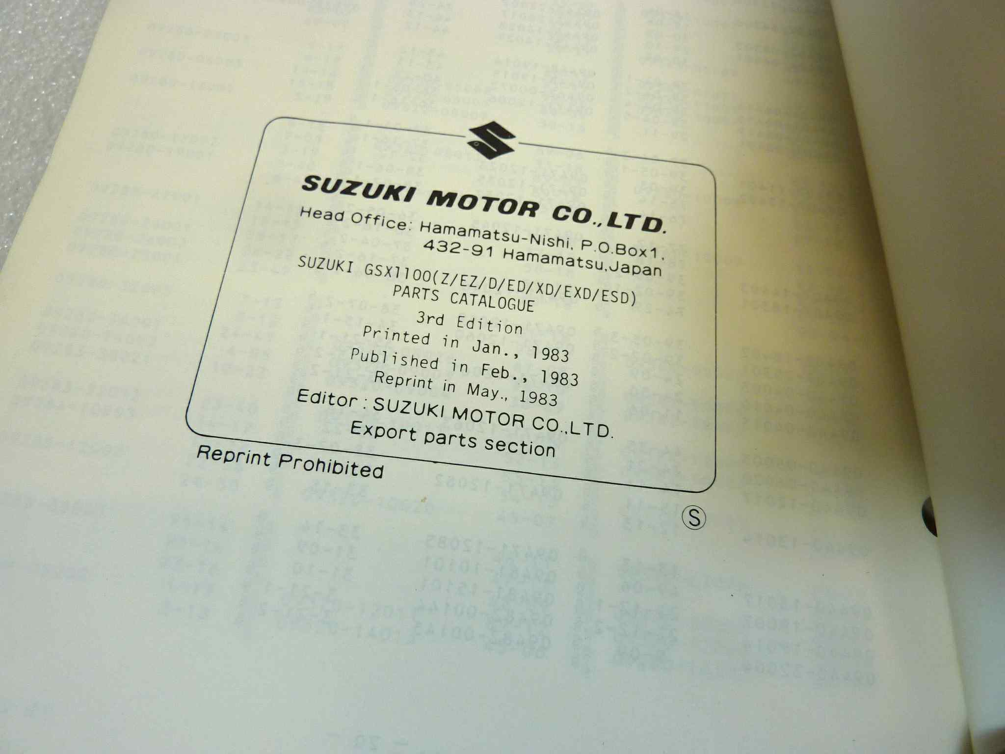 Catalogo parti ricambio Suzuki GSX1100 Z EZ D ED XD EXD ESD ricambi ORIGINALE eng Parts Catalog dim 13 x 18,4 cm - immagine 5