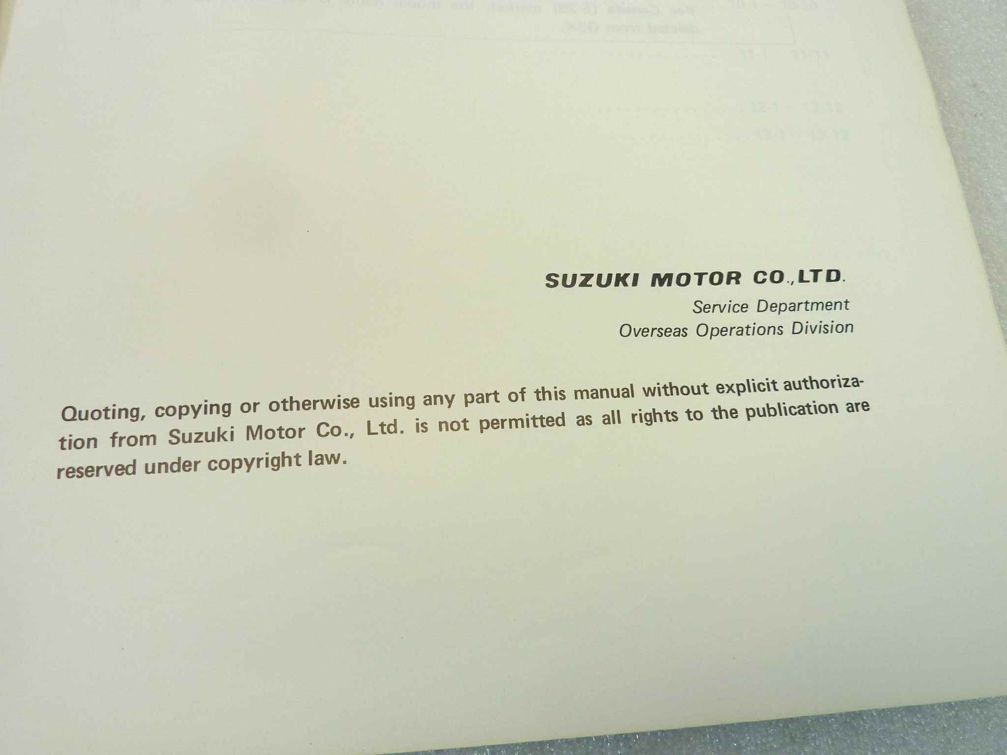 Manuale officina Suzuki GS GSZ Service Data Shop Manual ORIGINALE eng - Motorcycle service Manual WORKSHOP riparazione dim 28 x 21,5 cm - immagine 4