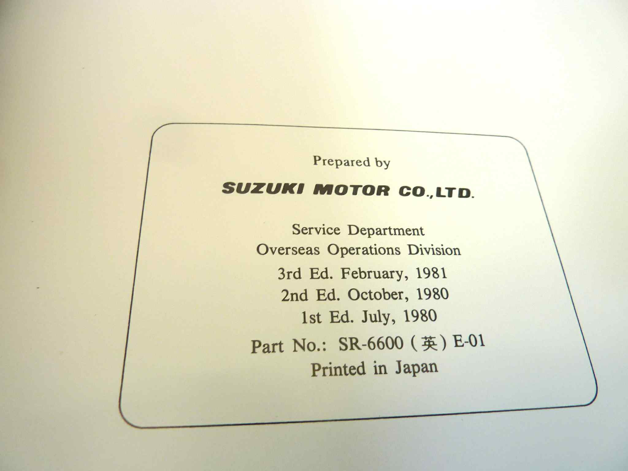Manuale officina Suzuki SP400 Shop Manual ORIGINALE eng - service Manual WORKSHOP riparazione dim 28 x 21,5 cm - immagine 6