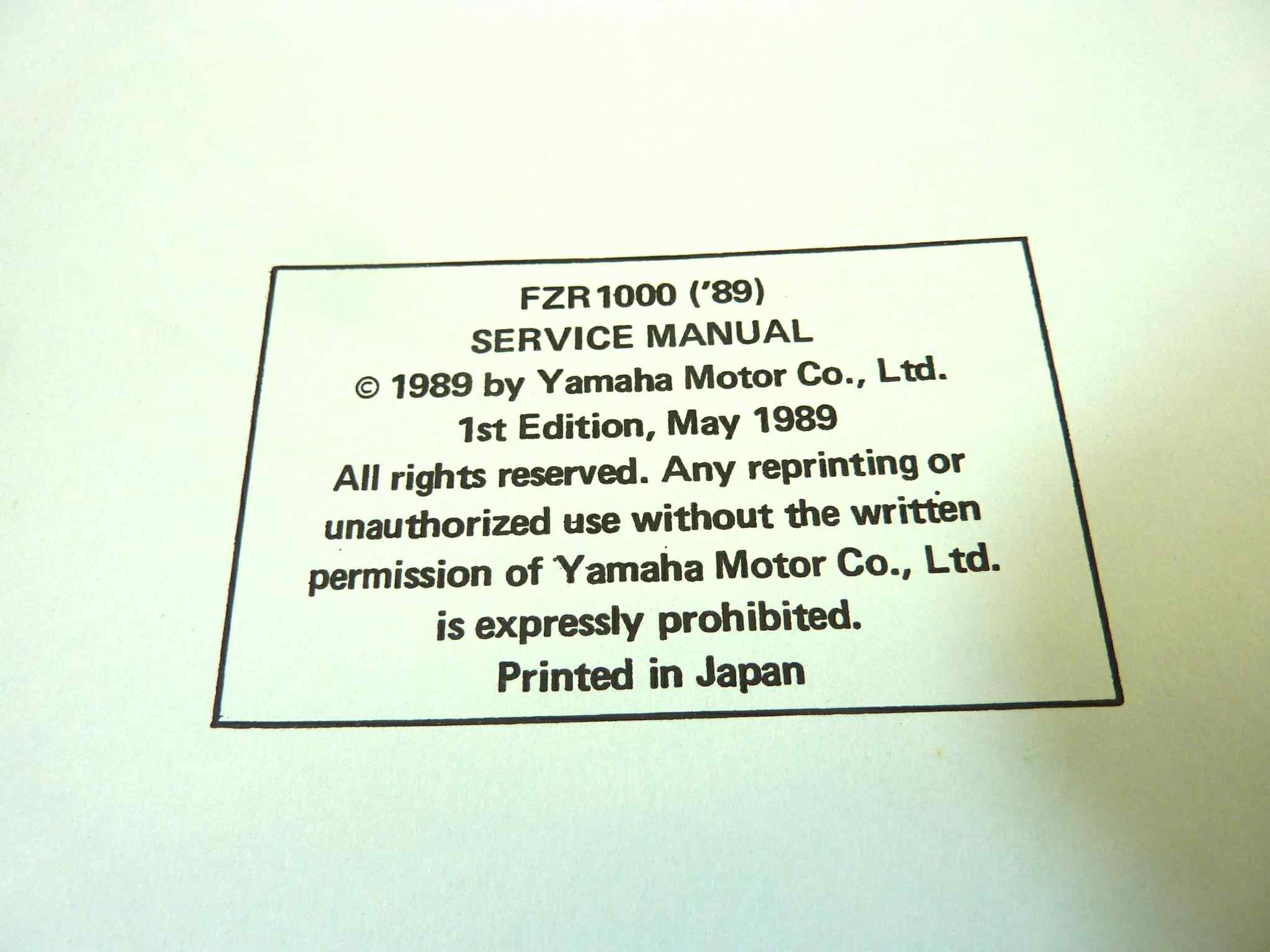 Manuale officina Yamaha FZR1000 1989 Shop Manual ORIGINALE eng - service Manual WORKSHOP riparazione dim 30 x 22 cm - immagine 4