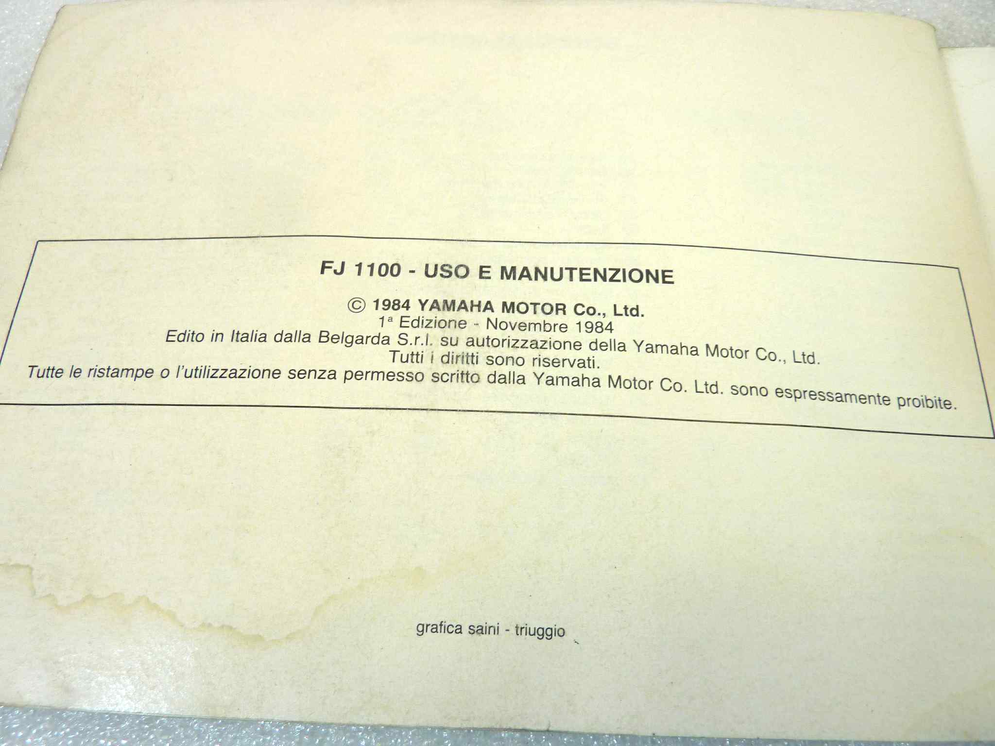Libretto uso e manutenzione Yamaha FJ1100 manuale utente ORIGINALE ita dim 13 x 18 cm - immagine 5
