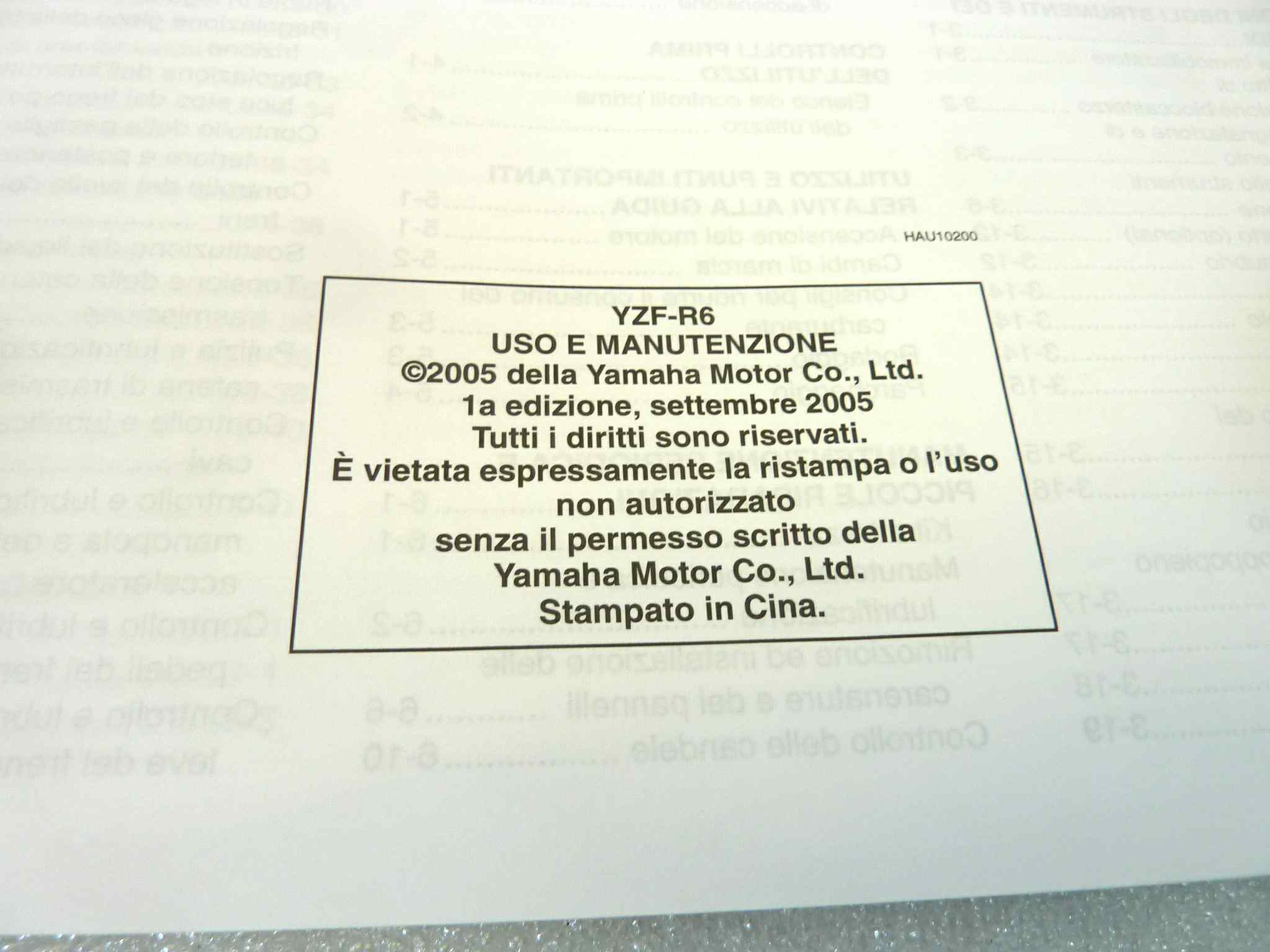 Libretto uso e manutenzione Yamaha YZF R6 manuale utente ORIGINALE ita dim 21 x 15 cm - immagine 4