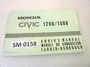 Libretto uso e manutenzione Honda Civic 1200 1500 manuale utente ORIGINALE eng fra ger dim 25 x 16 cm