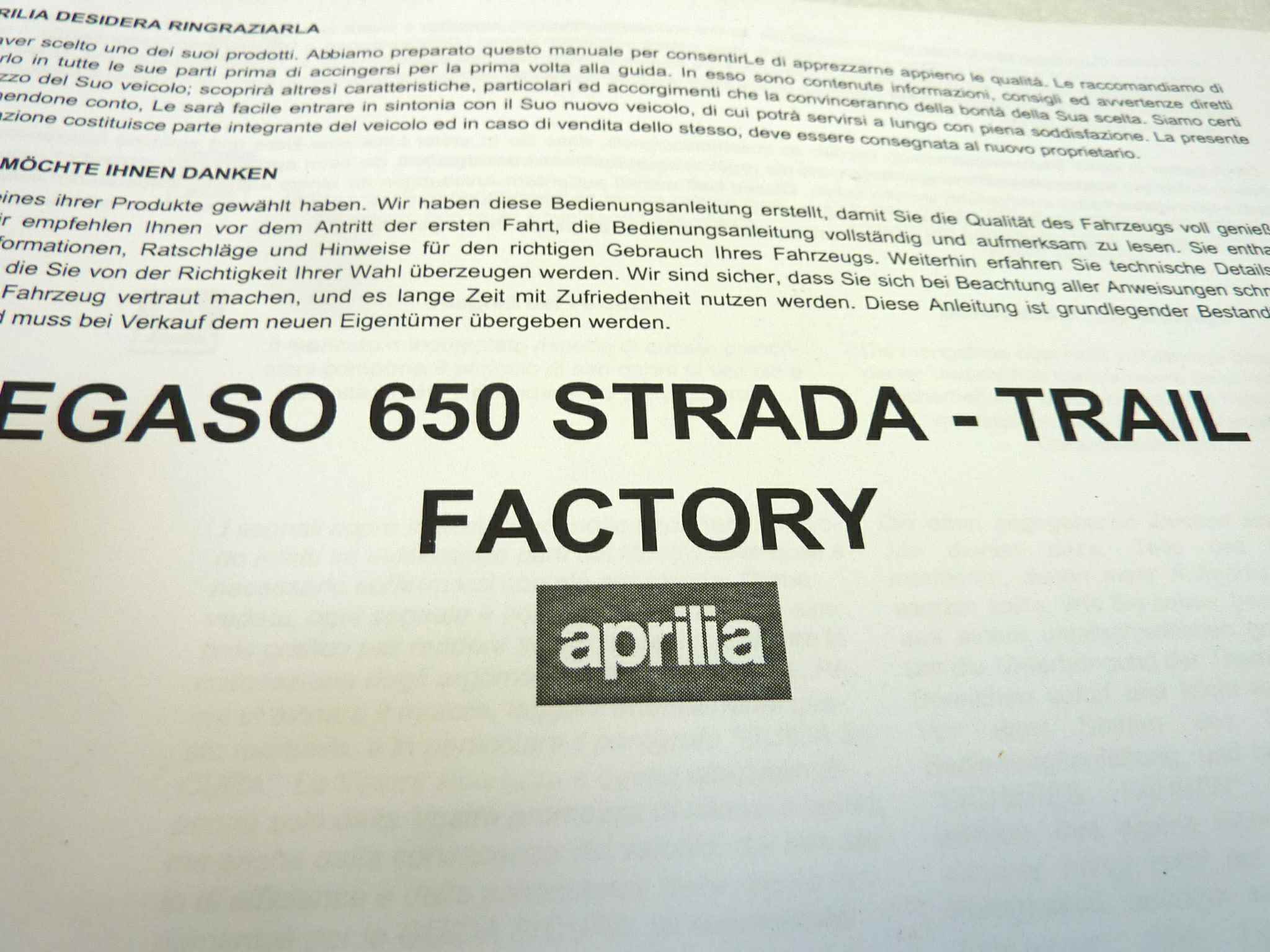 Libretto uso e manutenzione Aprilia Pegaso Strada Trail Factory manuale utente ORIGINALE ita ger fra esp dim 21 x 15 cm - immagine 4