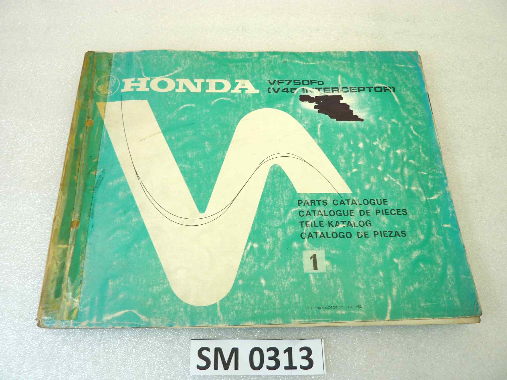 Catalogo parti ricambio Honda VF750F V45 Interceptor ricambi ORIGINALE eng fra ger esp Parts Catalog dim 21,5 x 28 cm
